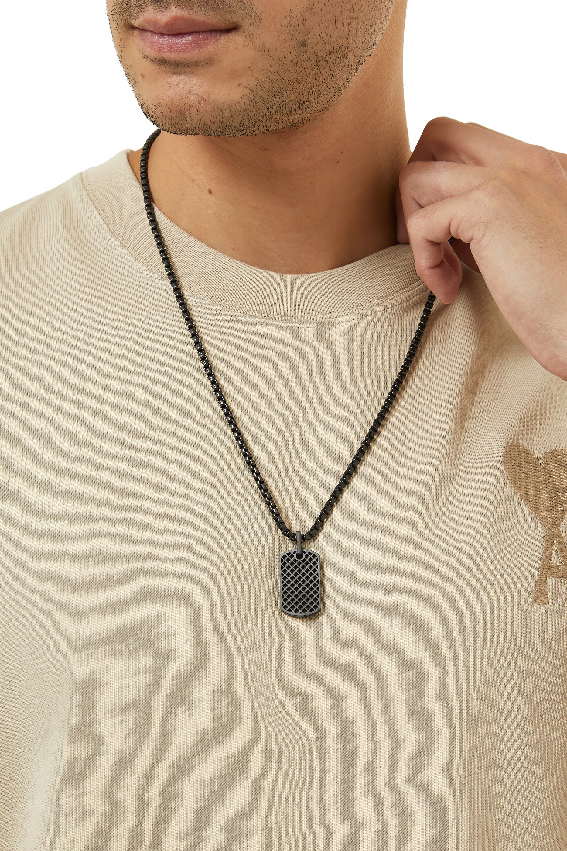 Black IP Plated Stainless Steel RT Elements Dog Tag Necklace