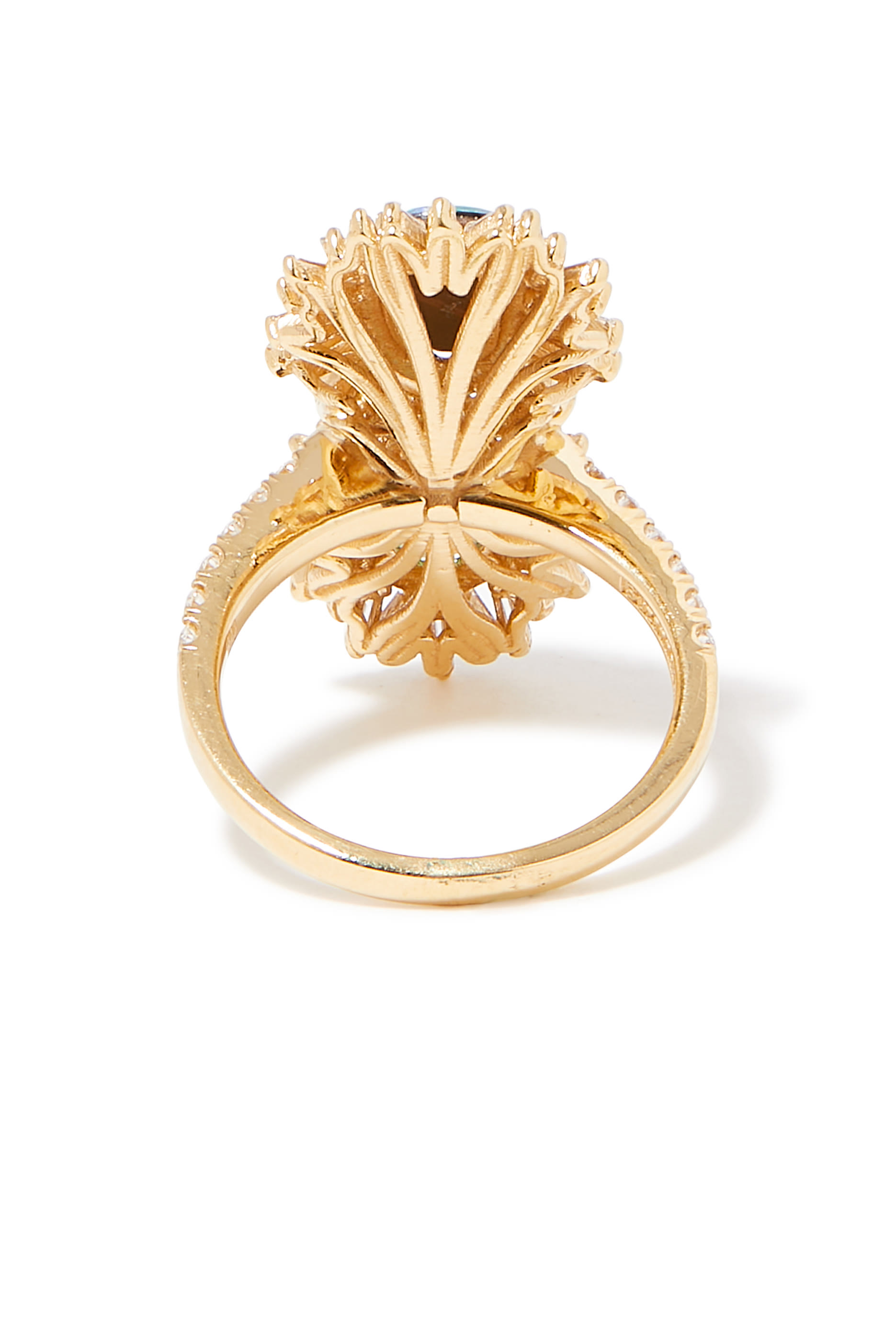 Pave Ring, 18k Yellow Gold, Emerald & Diamond