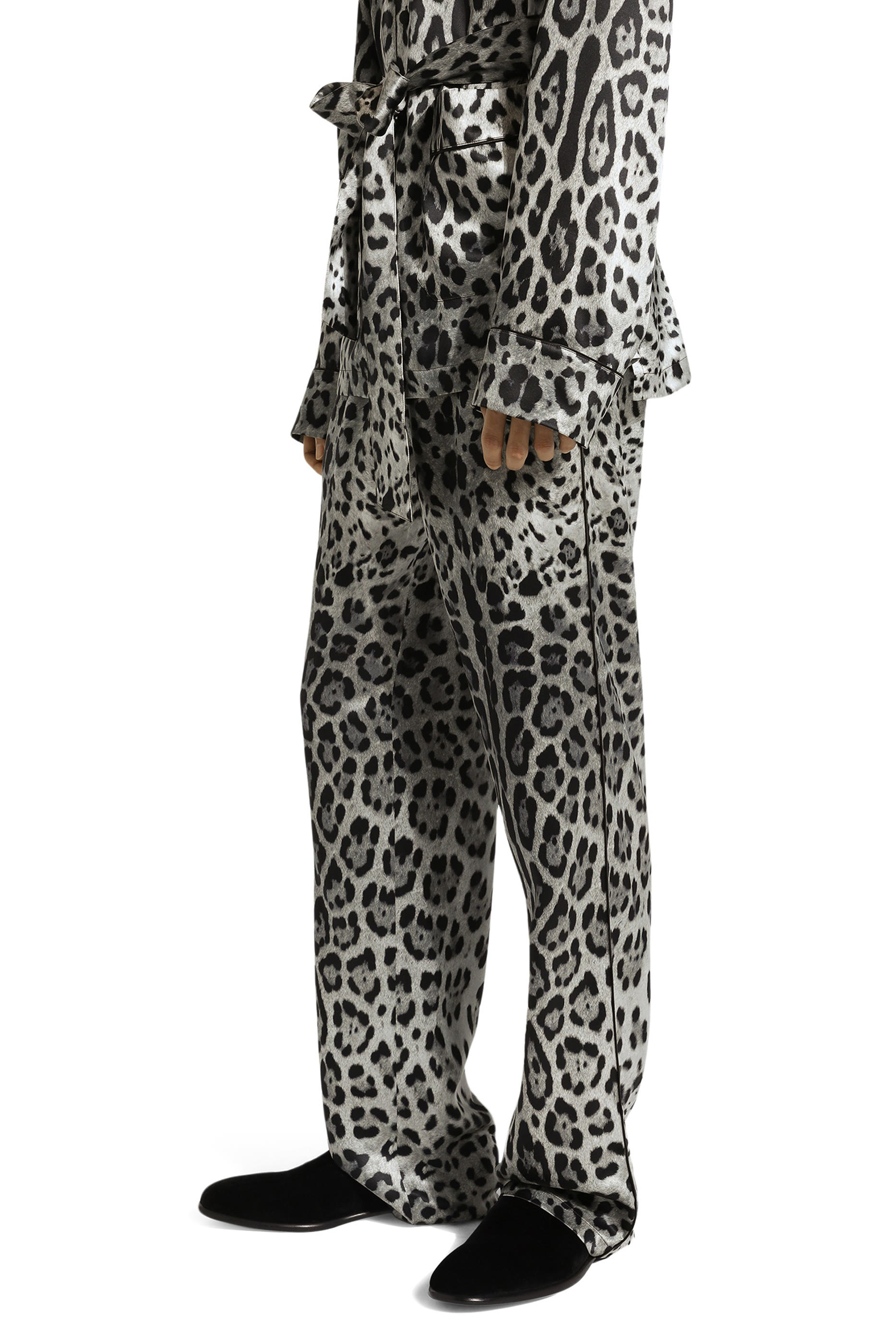 Leopard-Print Satin Pants