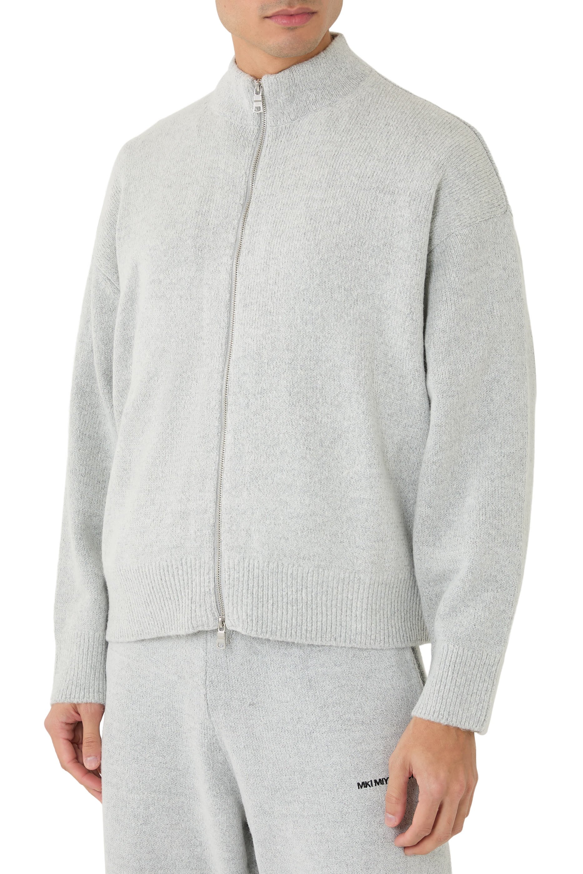 Mohair Blend Knit Track Jacket 