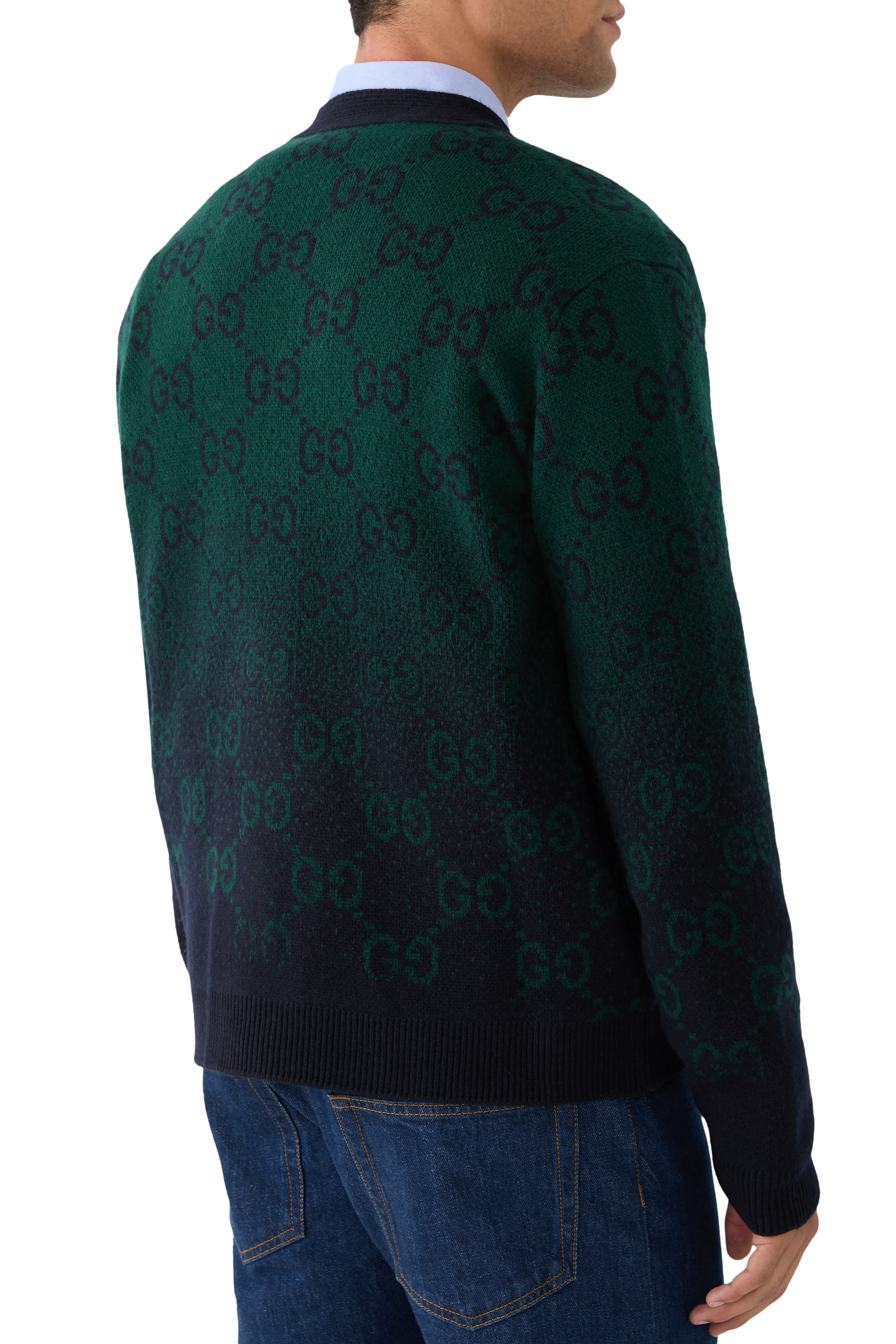 GG Degrad&eacute; Wool Jacquard Cardigan