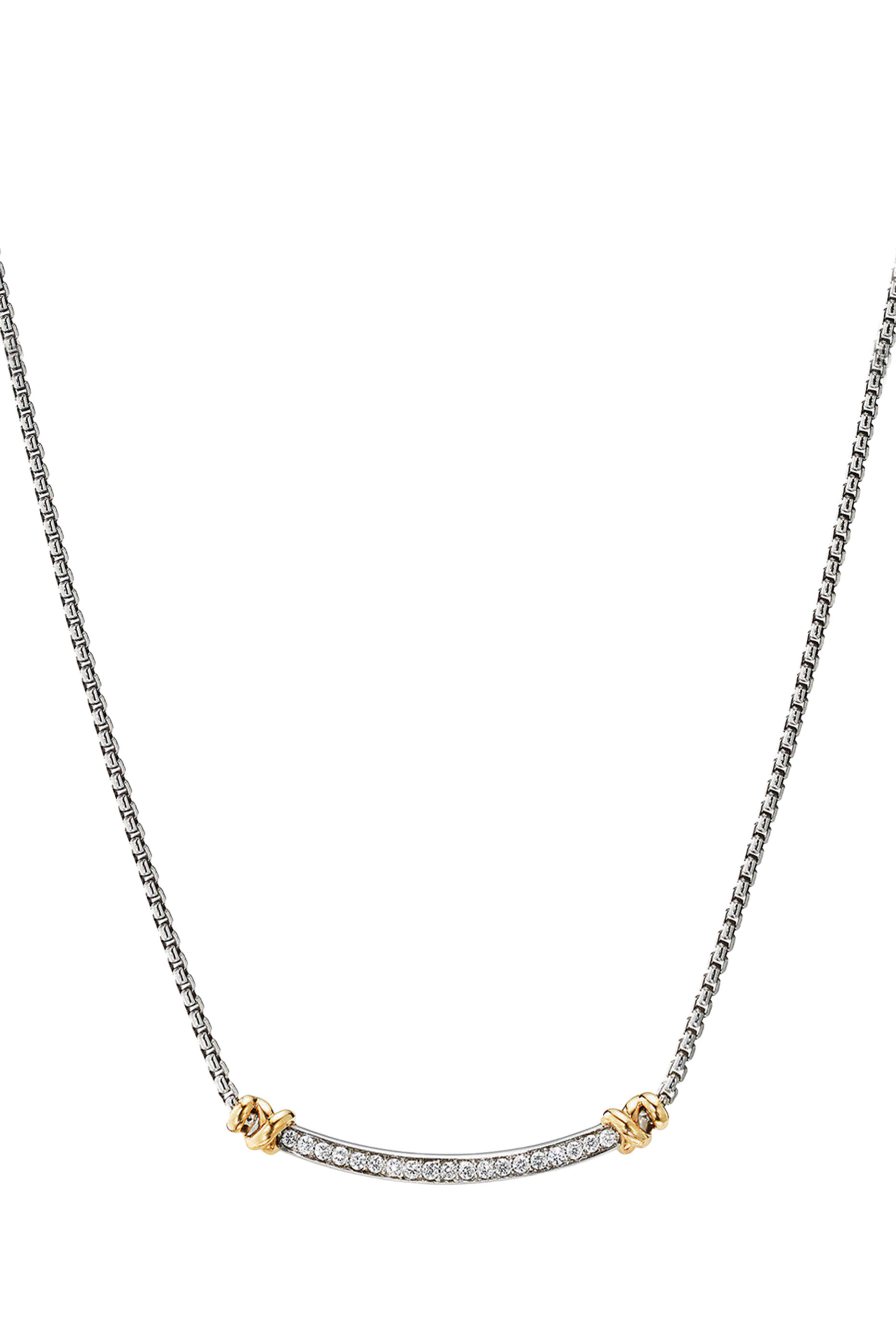 Petite Helena Wrap Station Necklace, Sterling Silver with 18K Yellow Gold & Diamonds