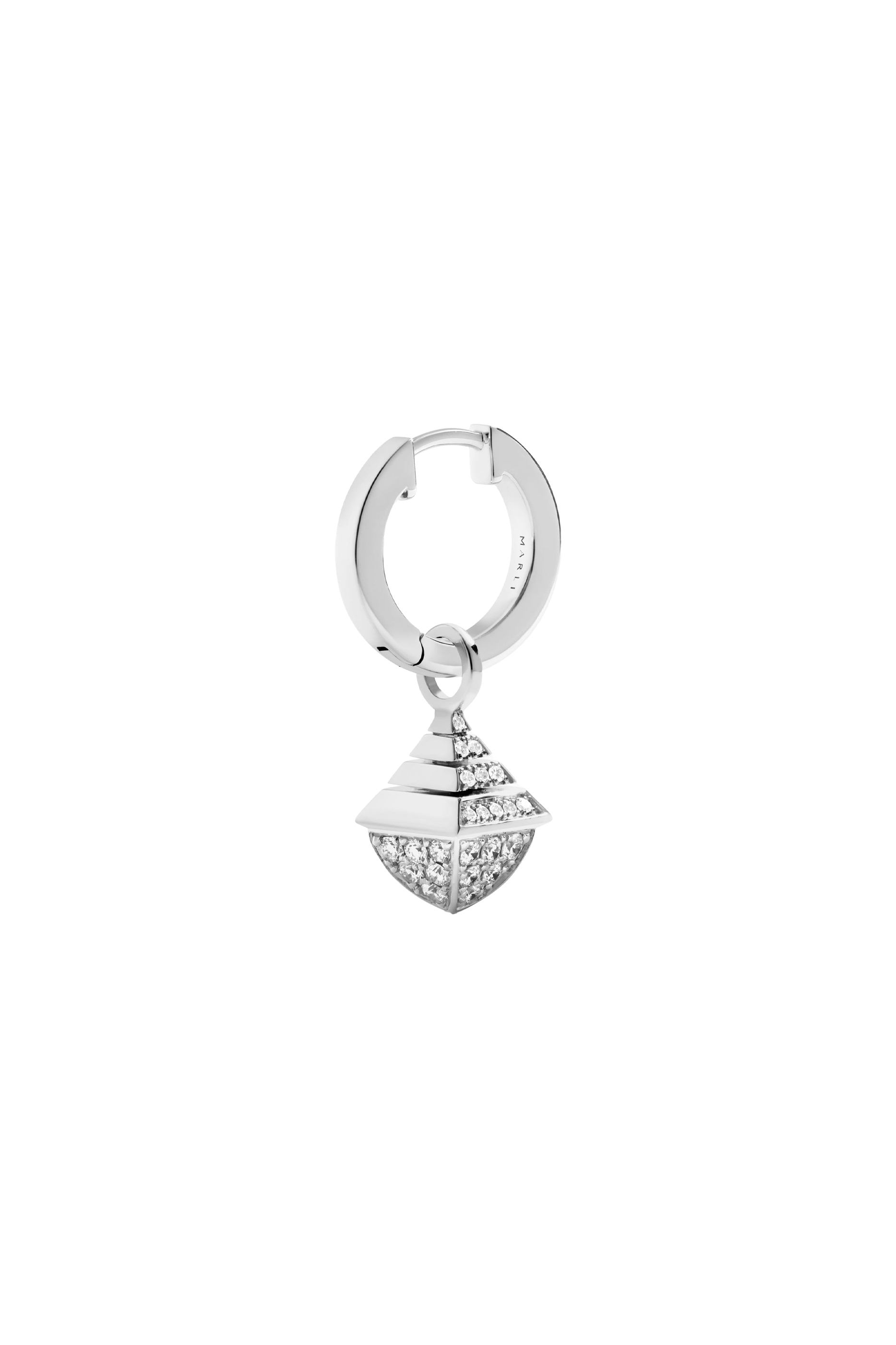 Cleo Mini Rev Earrings, 18k White Gold With Full Diamonds