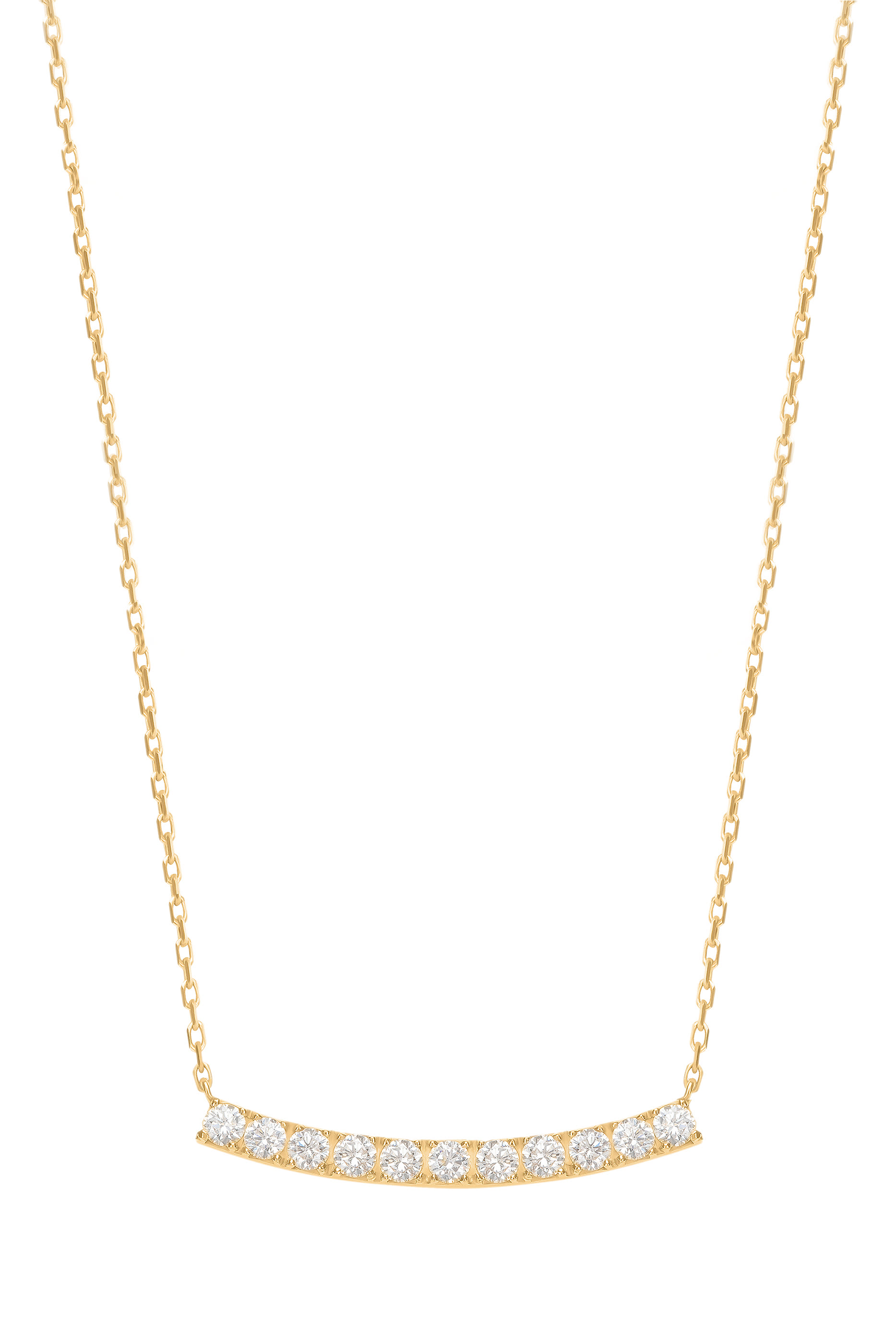 Curved Large Chain Necklace , 18k Yellow Gold & Diamonds