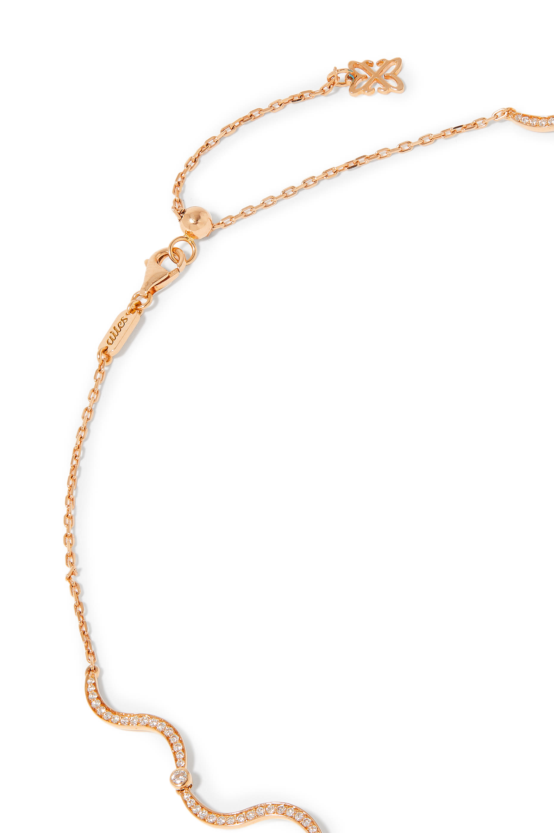 Dangling Heart Choker, 18k Pink Gold with Diamonds