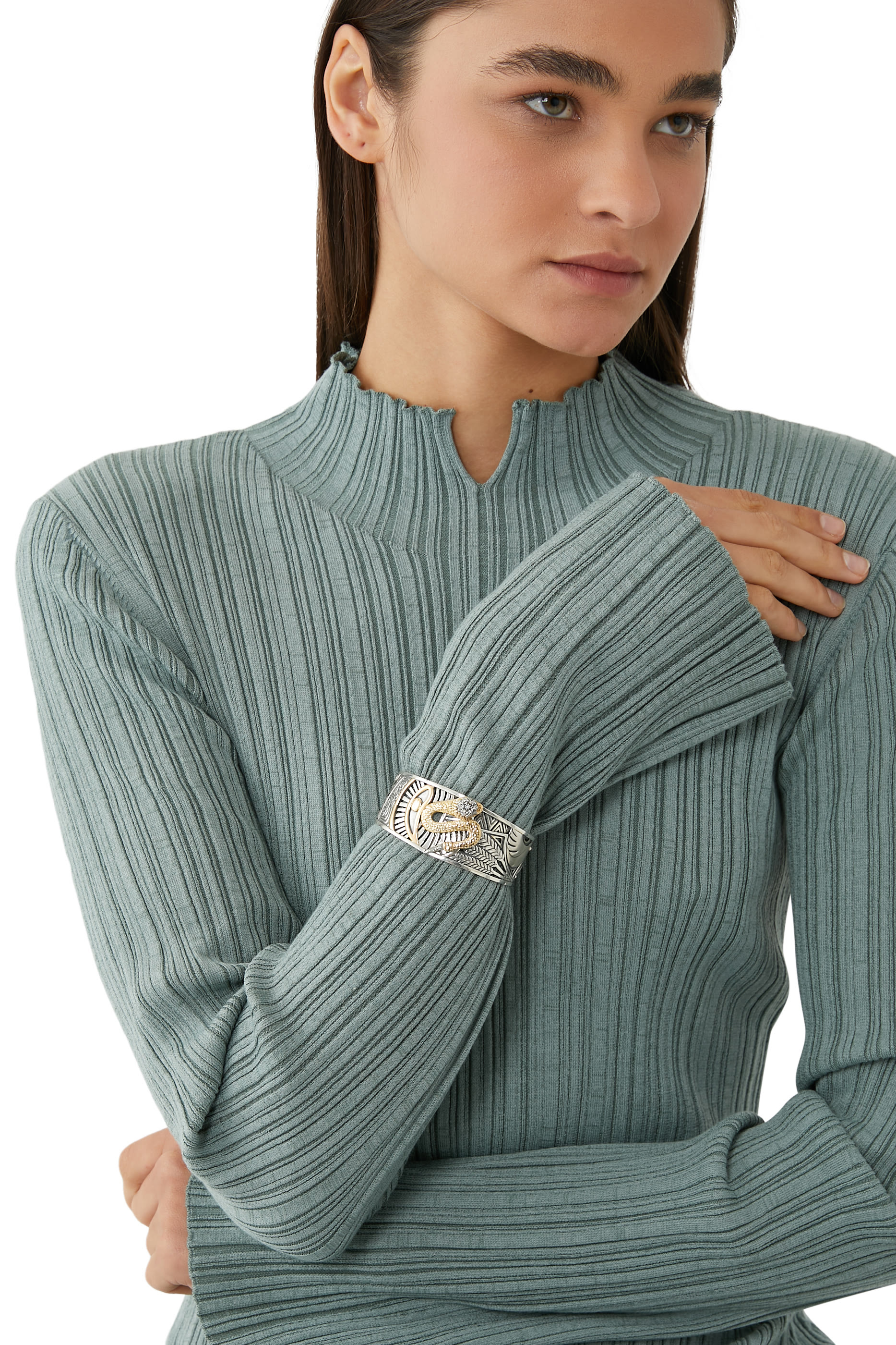 Talisman Cuff, 18k Gold & Topaz & Sapphire