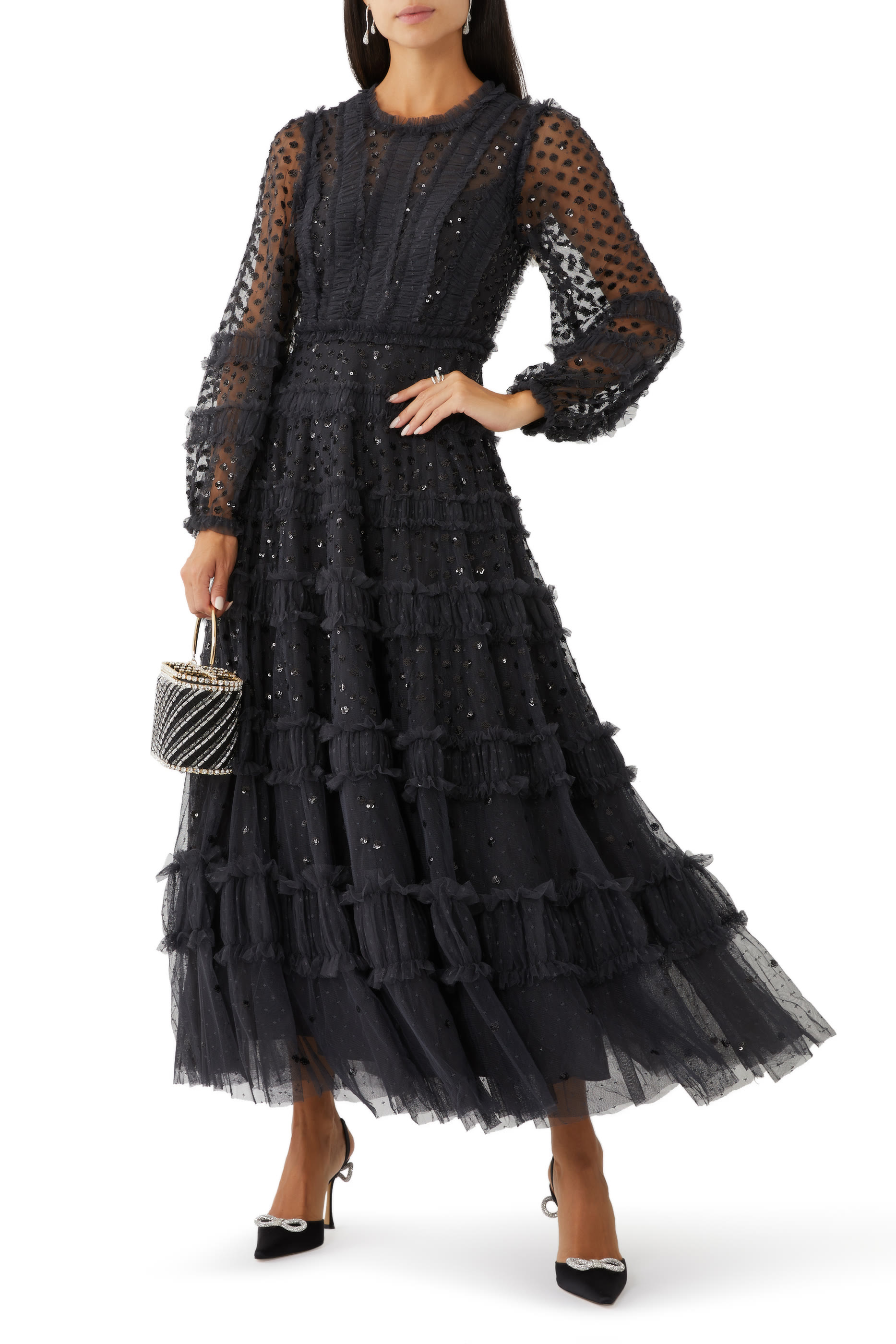 Dot Shimmer Ankle Gown