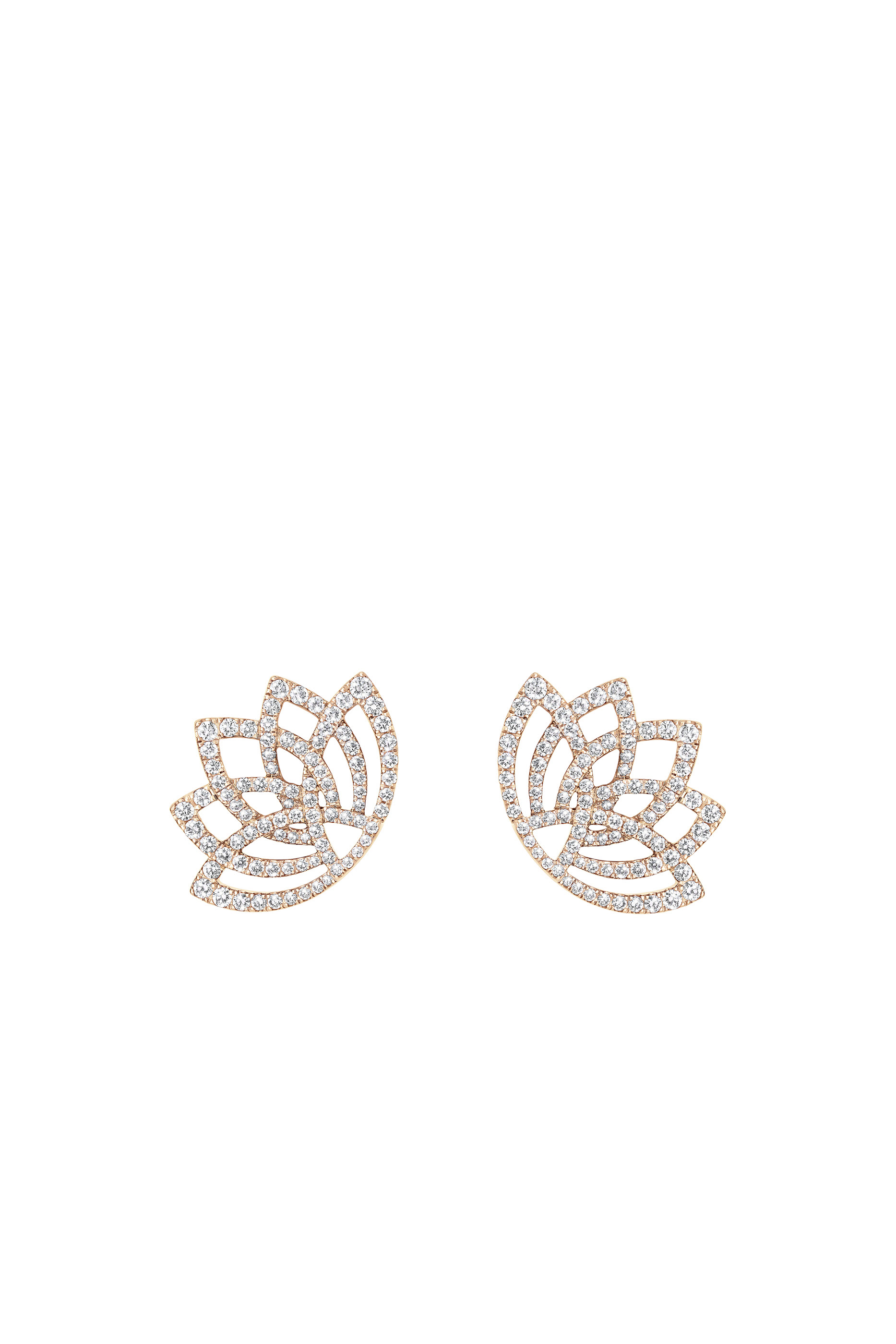 Lotus Blossom Earrings, 18K Rose Gold & Diamonds