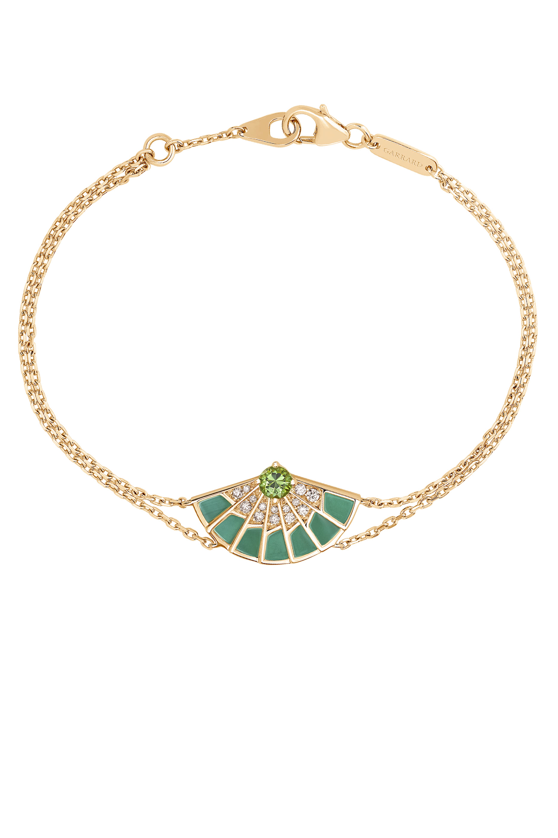 Fanfare Symphony Bracelet, 18K Yellow Gold with Tsavorite, Diamonds & Apple Malachite