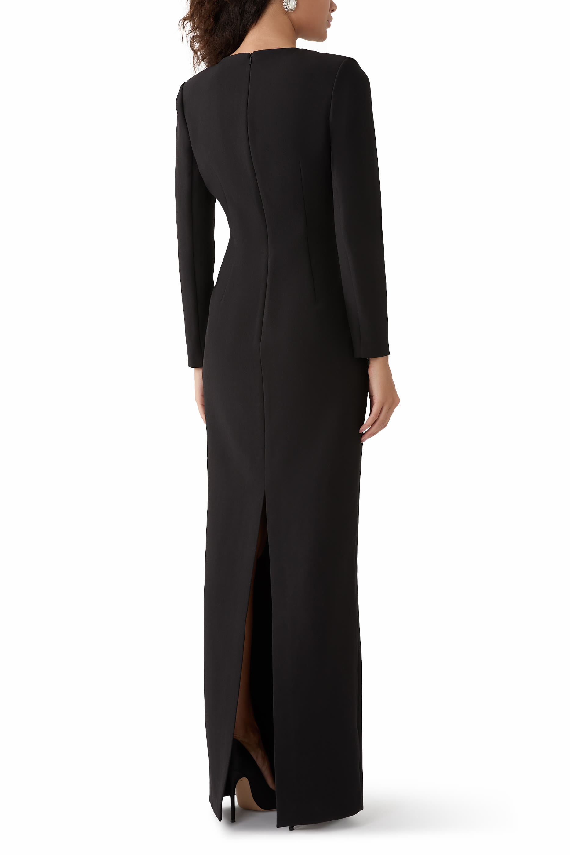 Embellished Asymmetric Crepe Gown