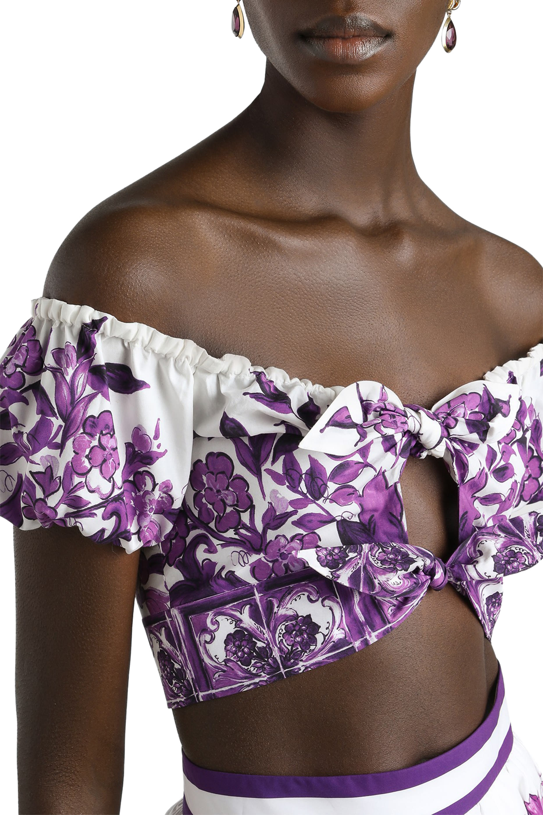 Majolica-Print Poplin Top