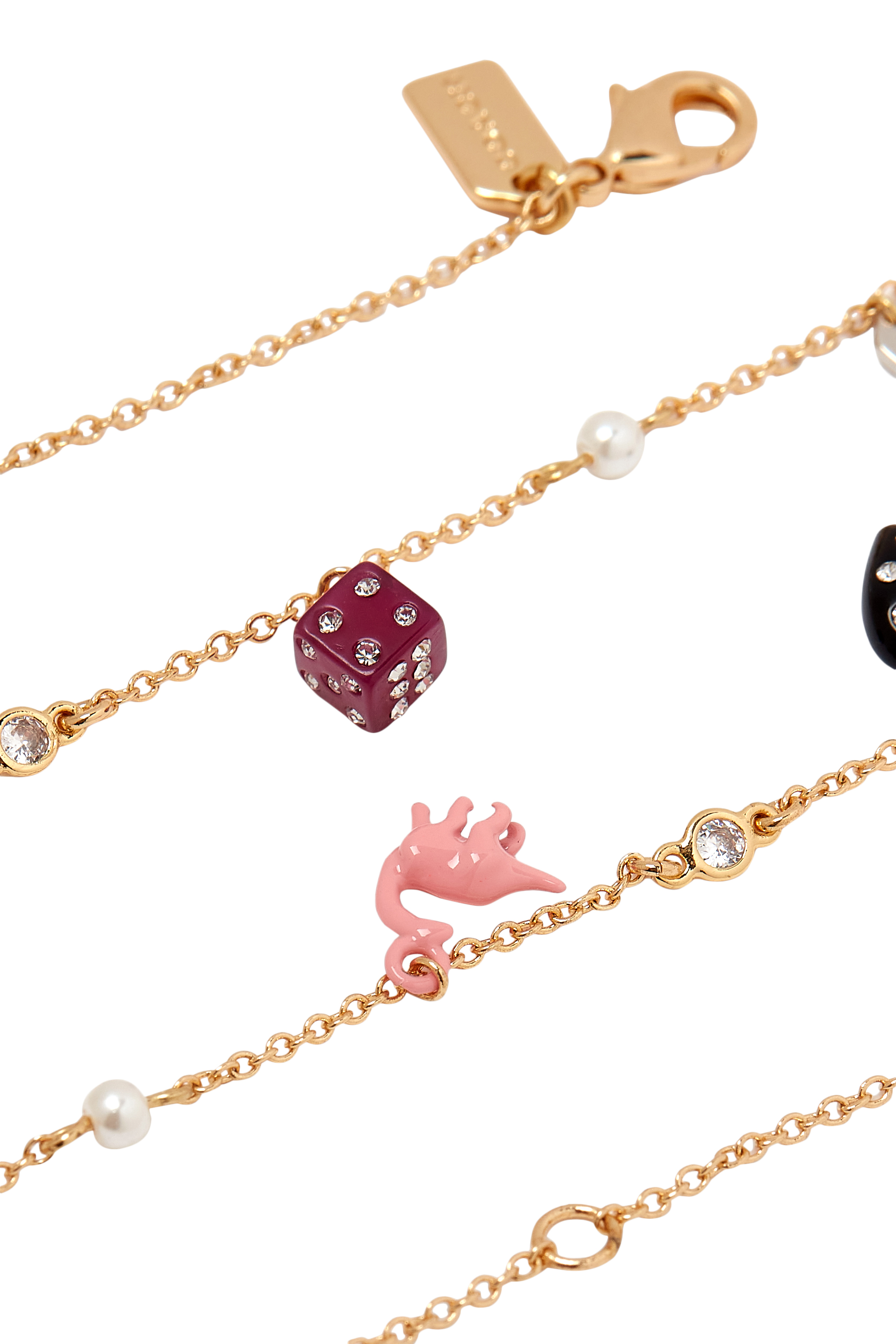 Mini Vintage Charms Signature Bib Necklace, Brass & Resin, Glass Crystal