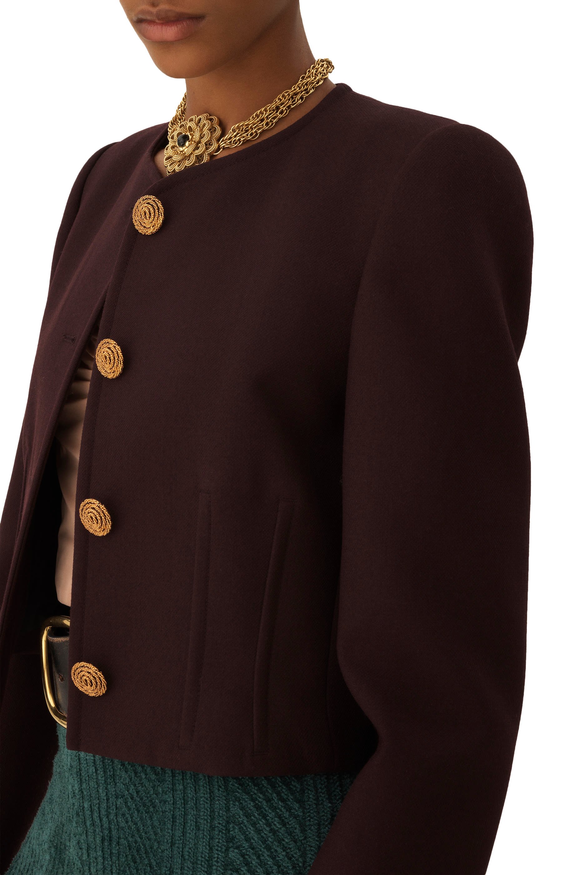 Collarless Crop Jacket