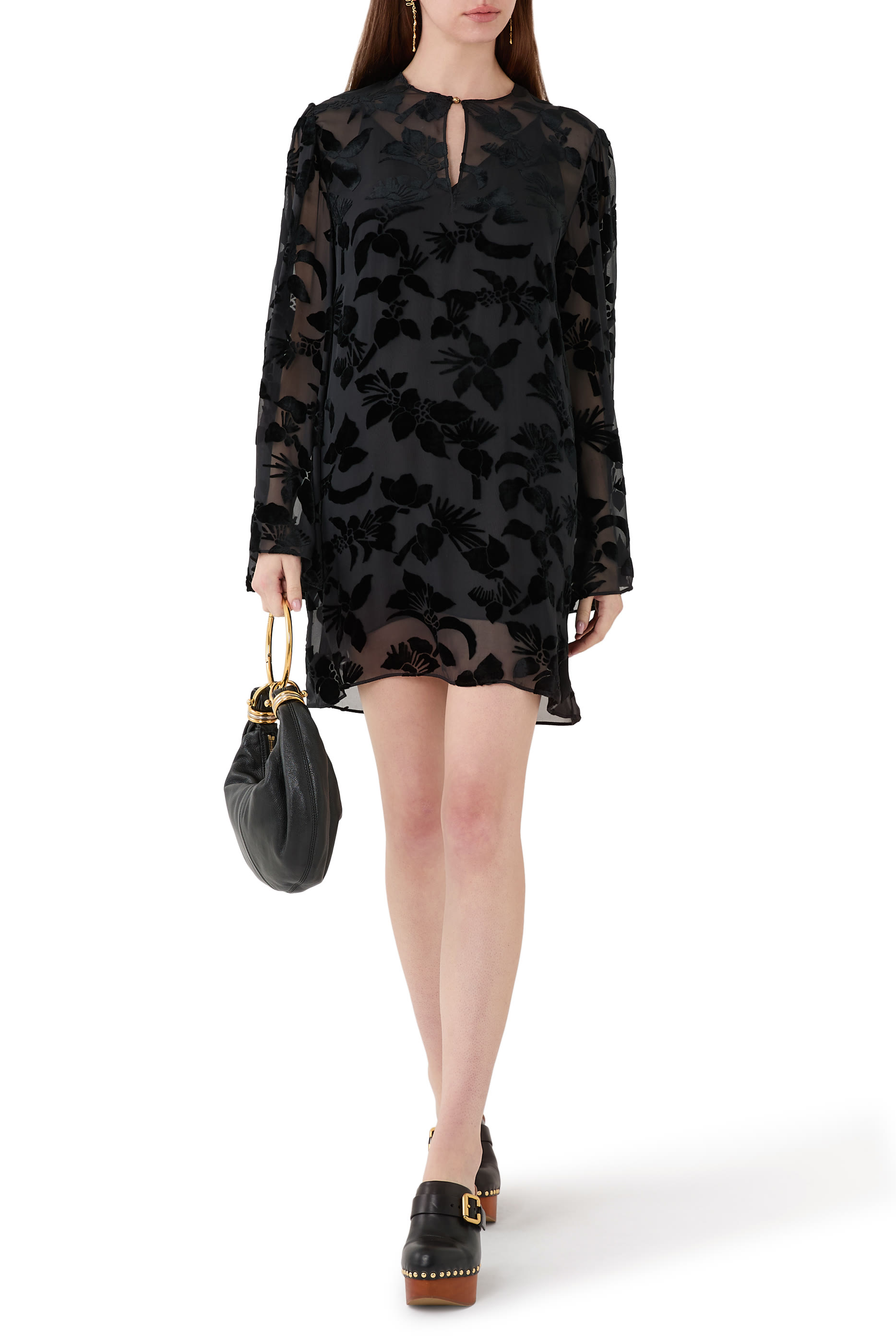 Puff-Sleeve Mini Dress