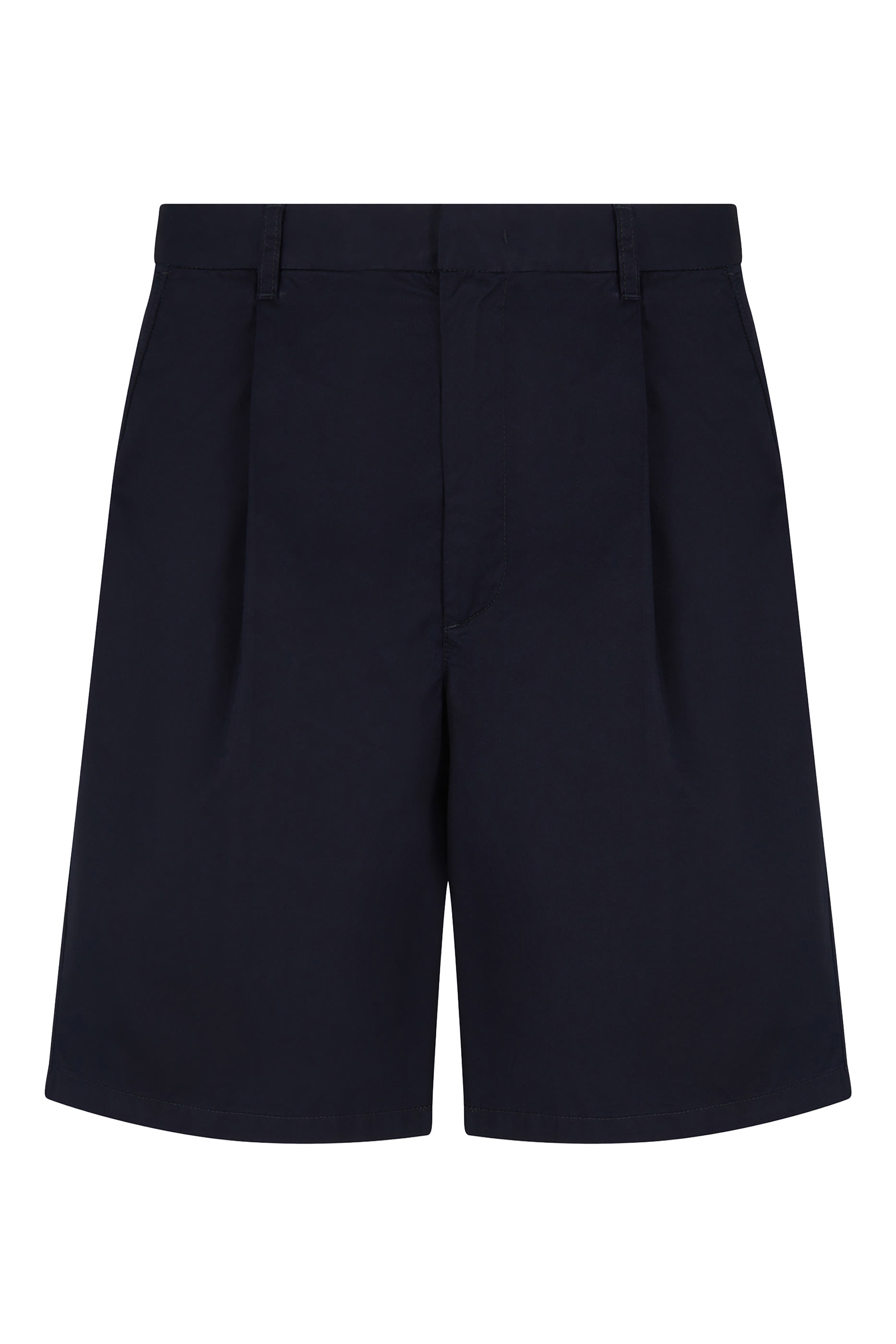 Pleated Cotton Bermuda Shorts