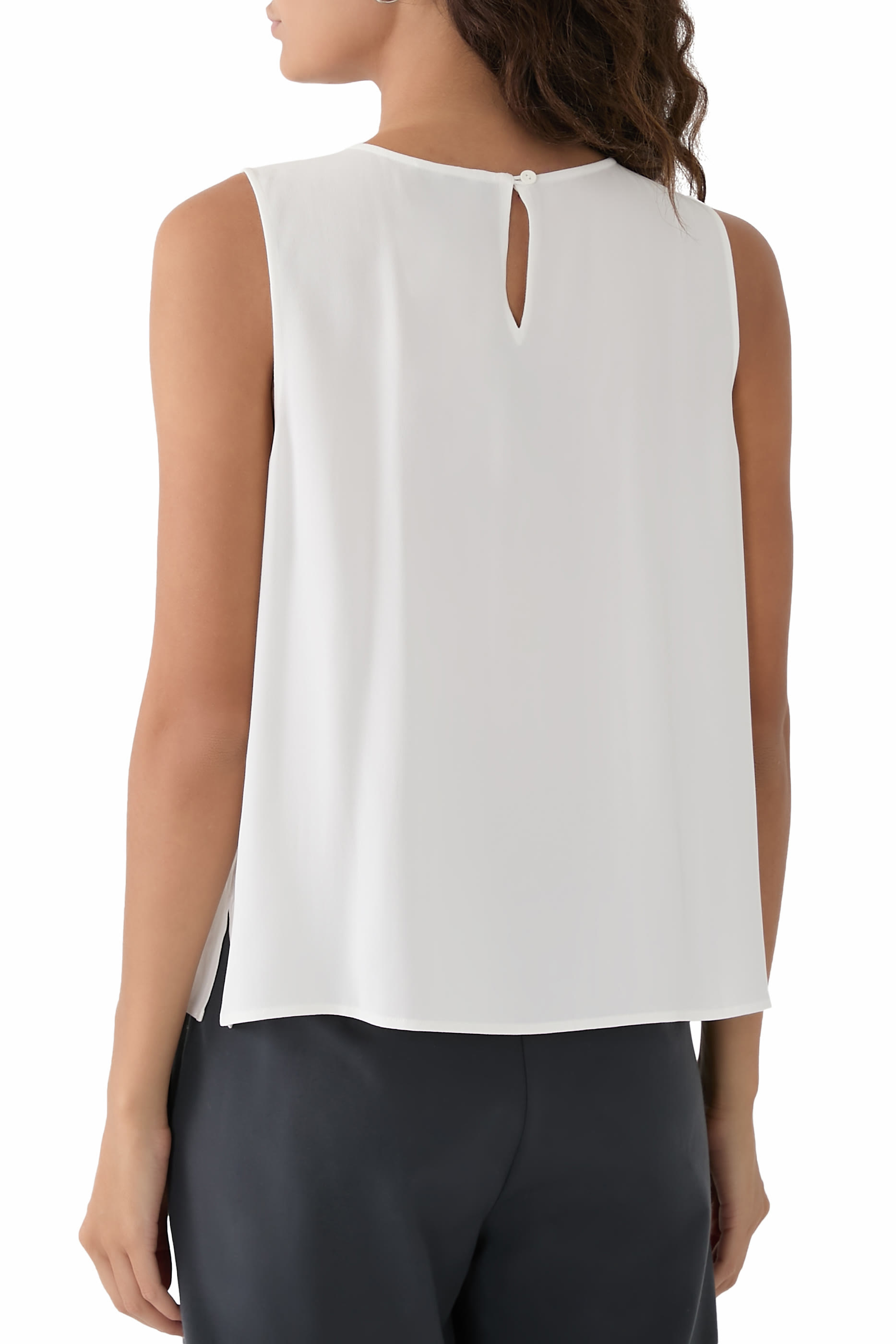 Silk Georgette Crepe Round Neck Tank