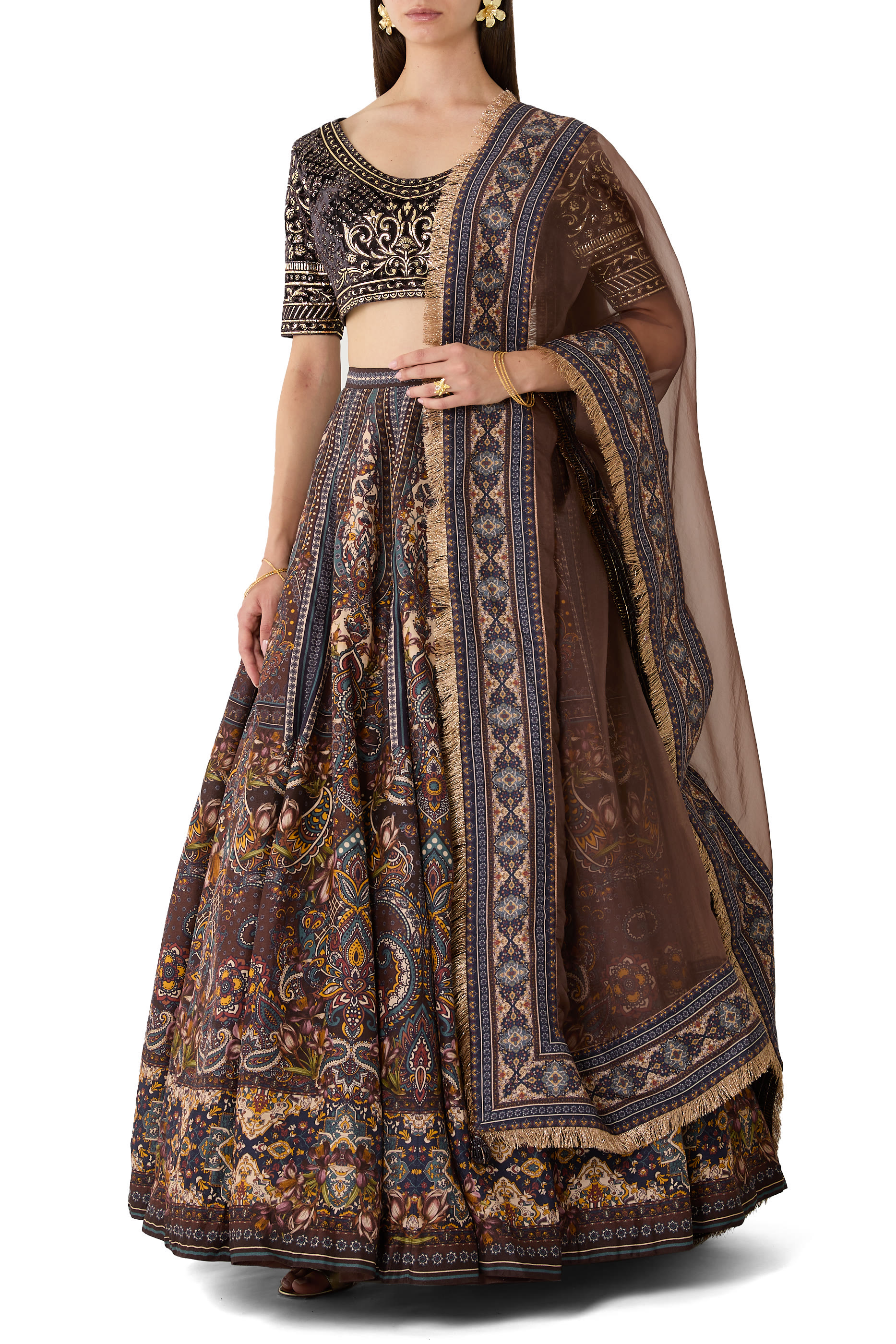  Printed Lehenga Set with Chrome Blouse