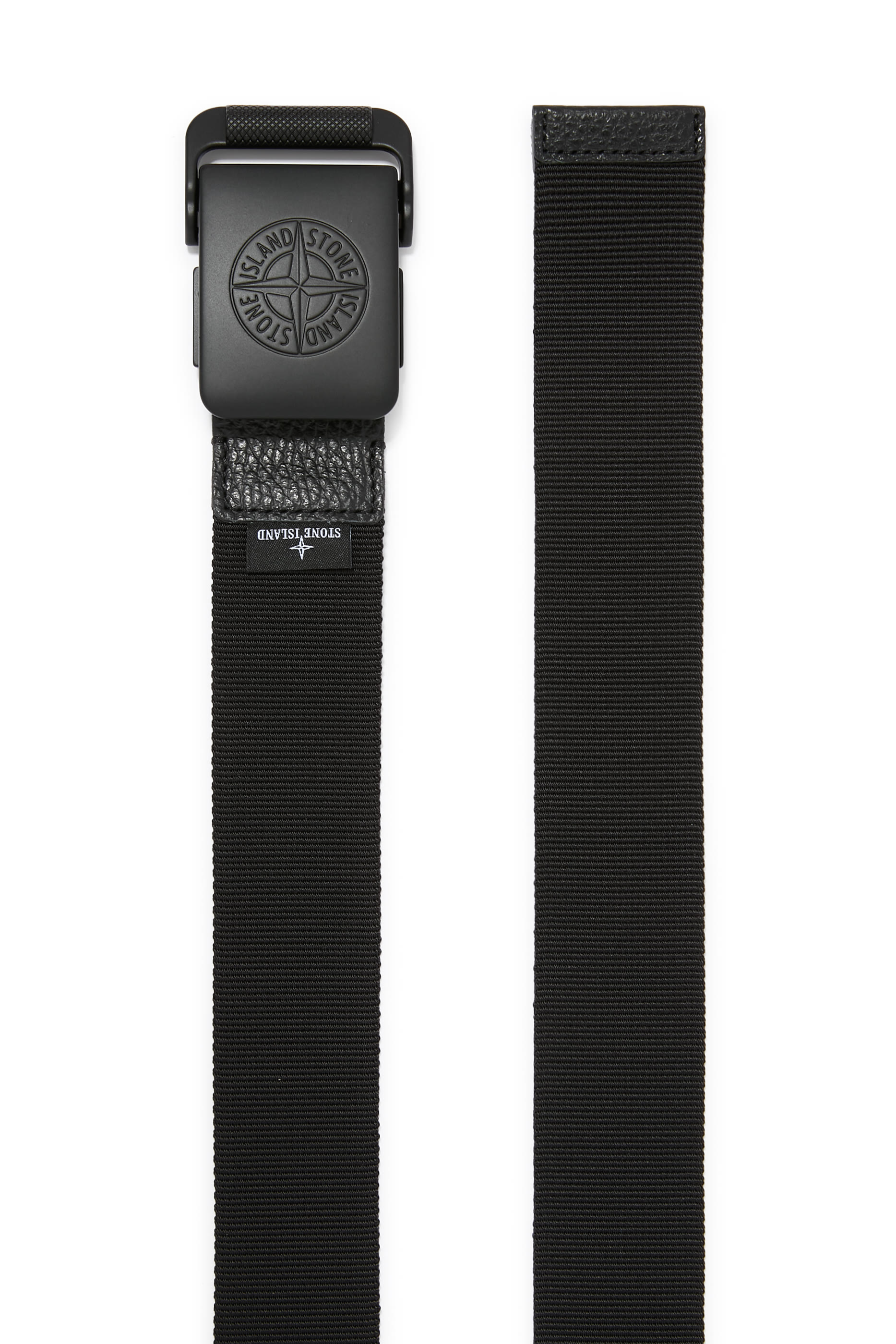 	 Belt with Box Buckle and Compass Logo 