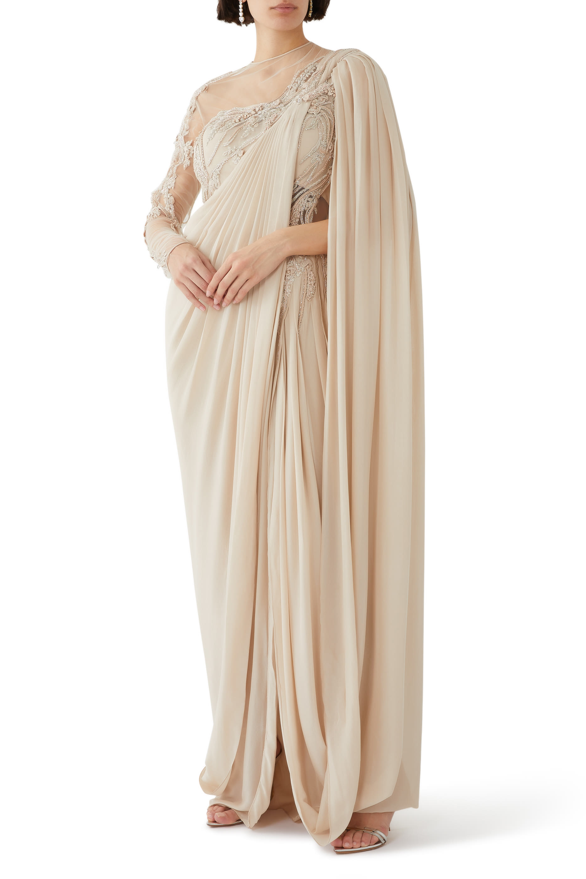 One Long Sleeves Saree Gown