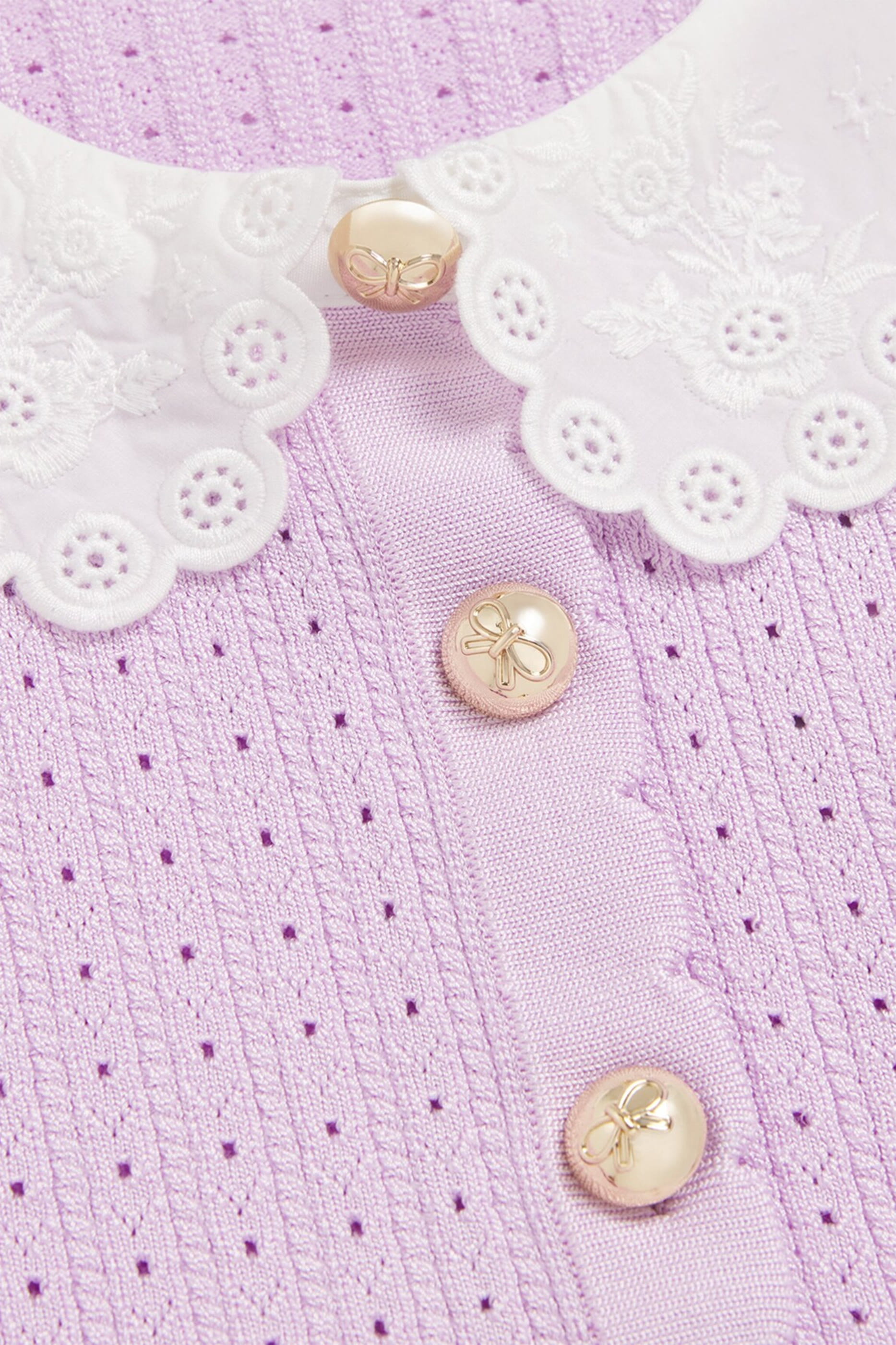 Kids Pointelle Ribbed Knit Cardigan