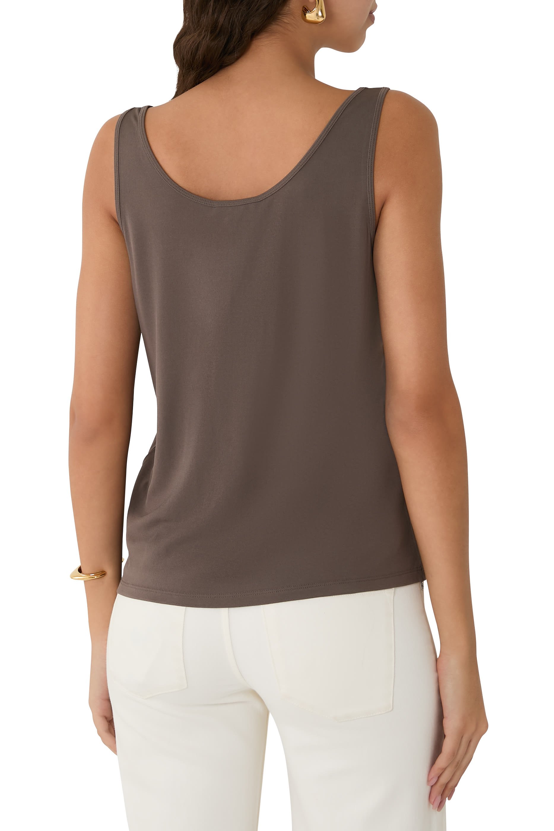 Stretch Silk Jersey Scoop Neck Tank