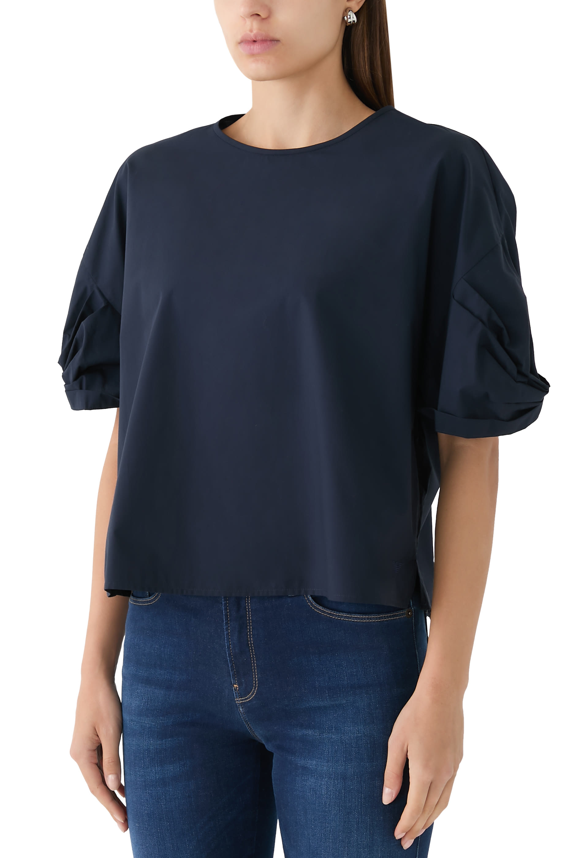 Twisted Sleeves Poplin Blouse