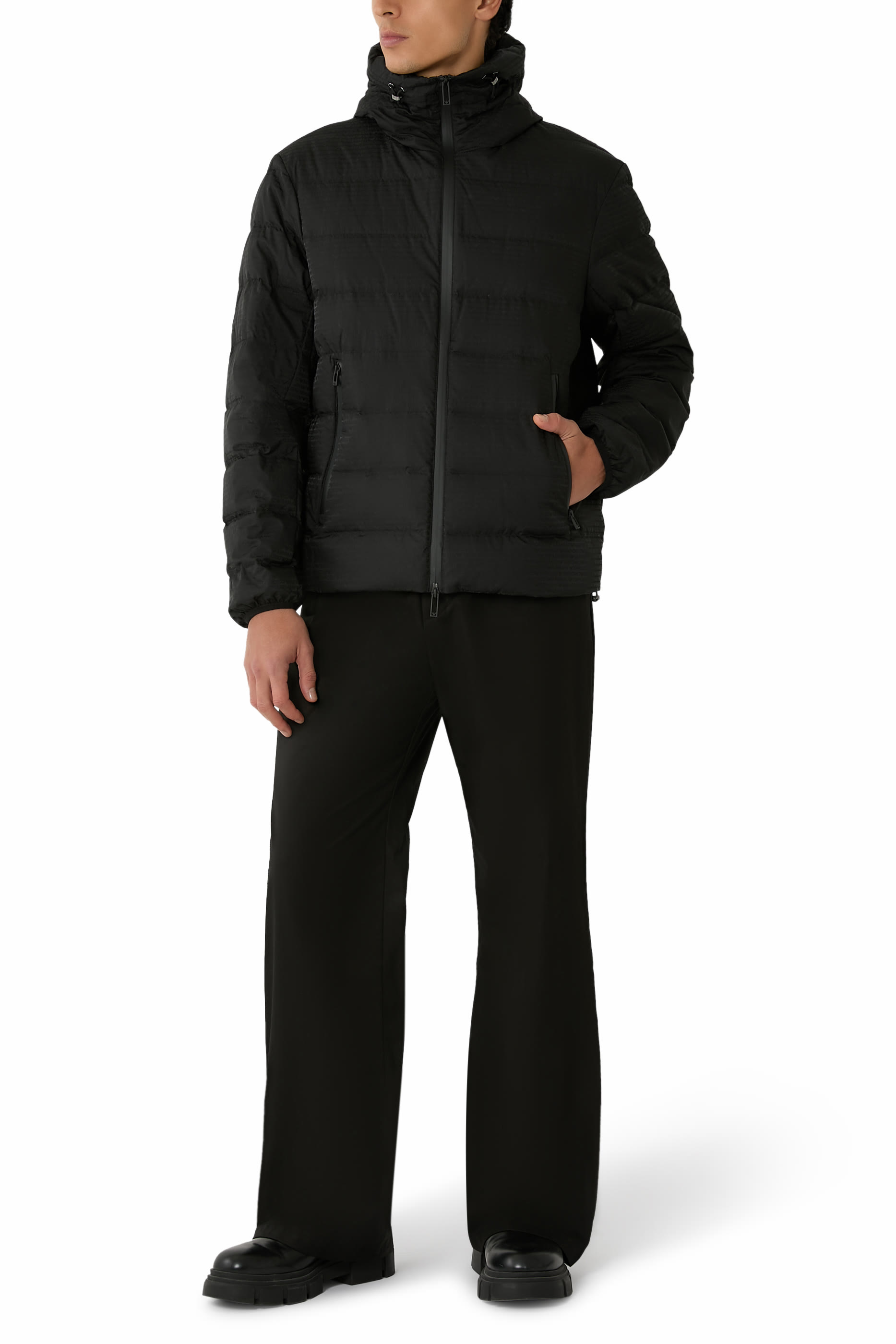 Hooded Quilted Nylon Down Jacket