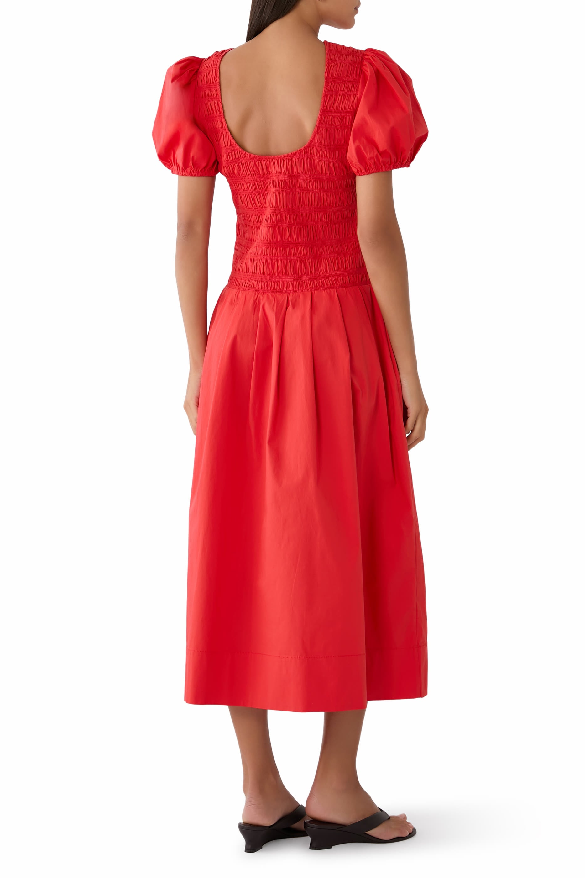Long Smocked Pleated Dress