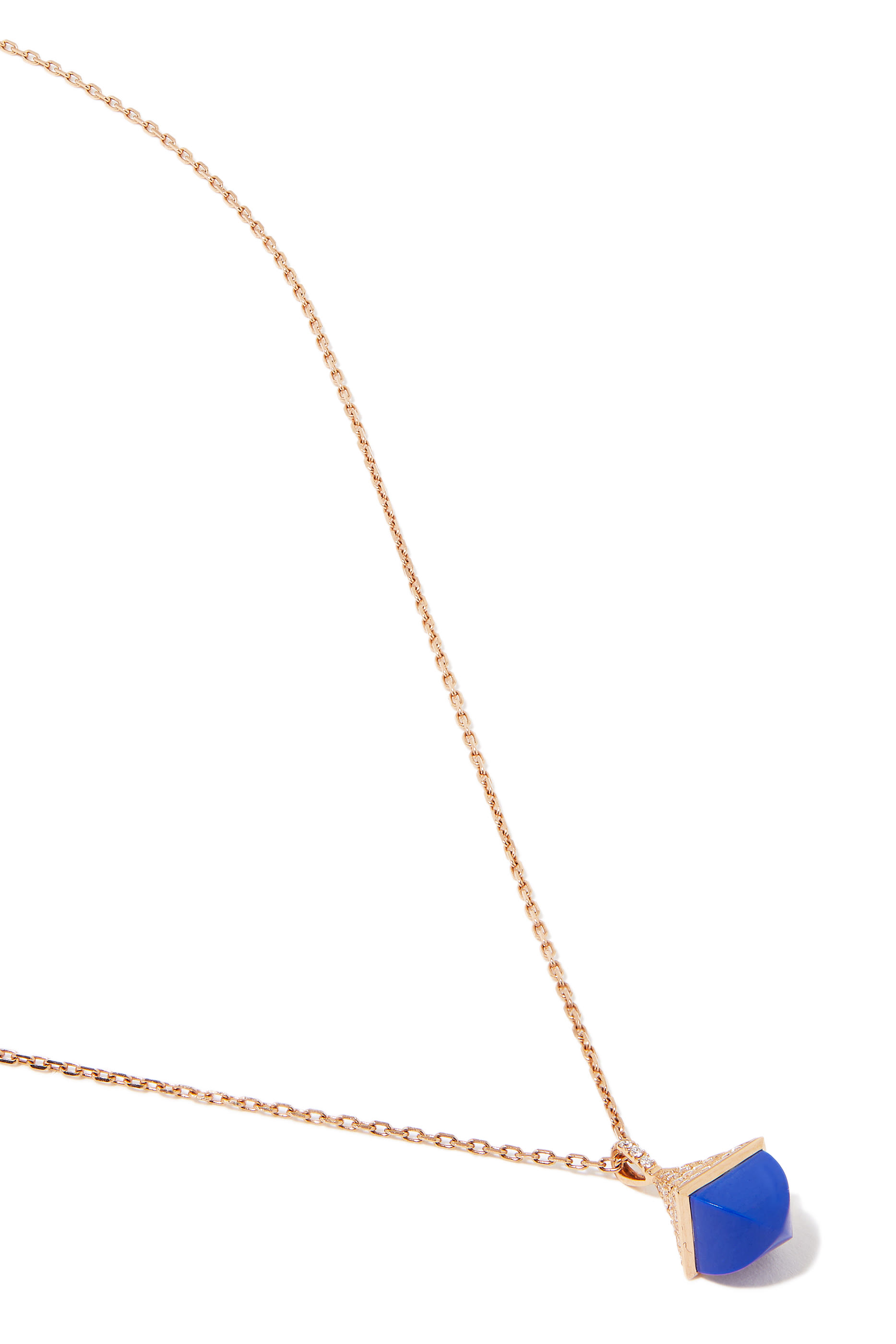 Cleo Mini Rev Pendant, 18k Rose Gold with Lapiz Lazuli & Diamonds