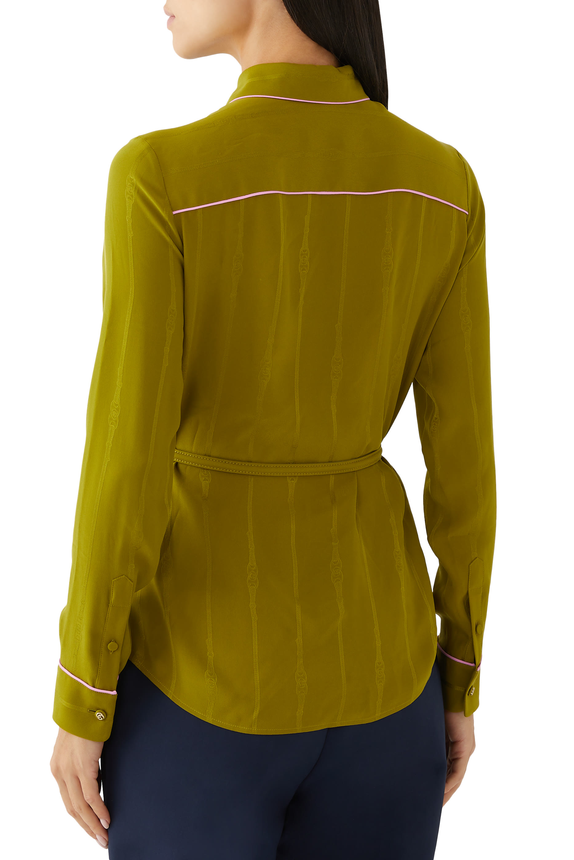  Chain and Belt Silk Jacquard Shirt