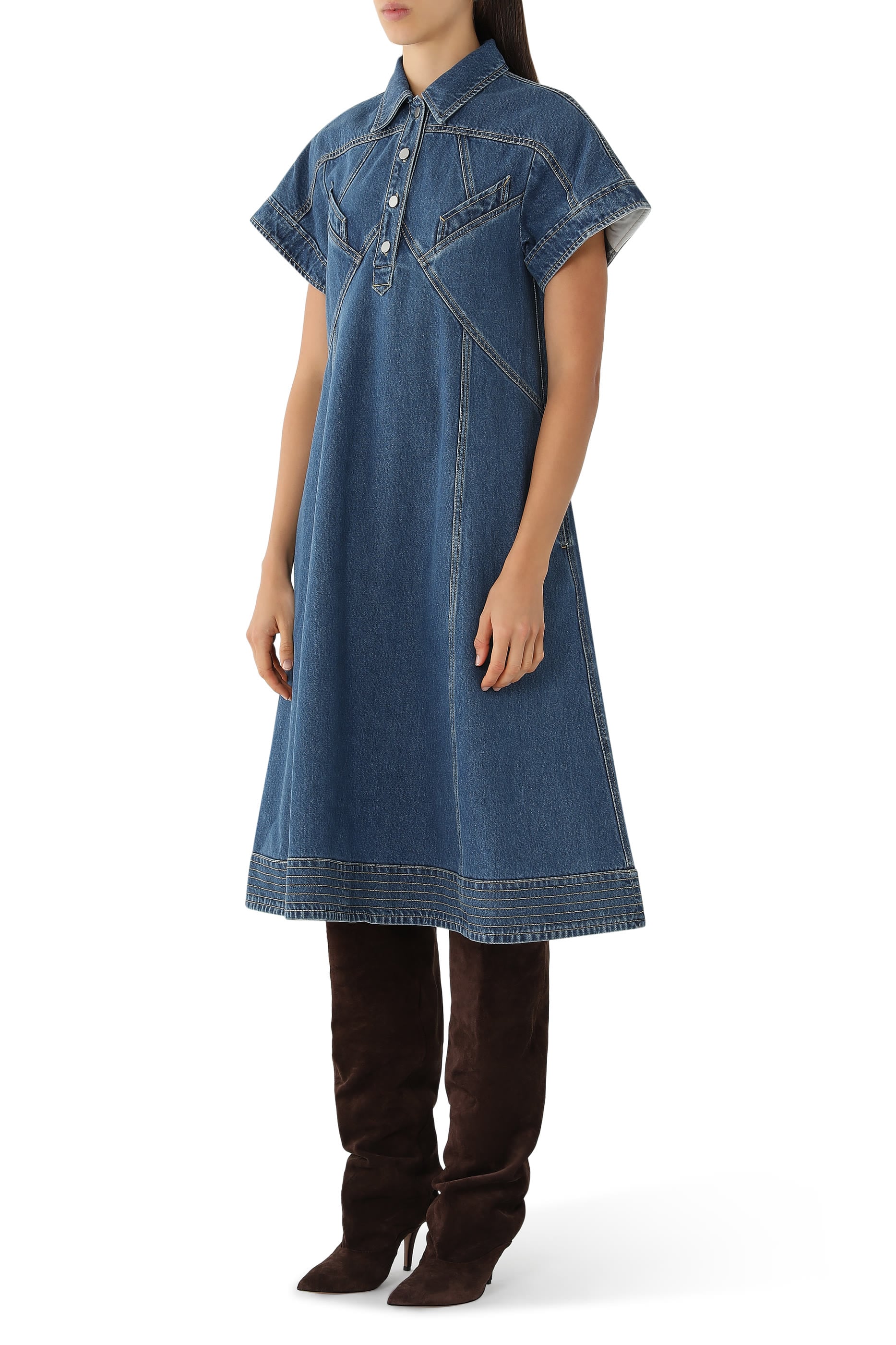 Denim Trapeze Shirt Dress
