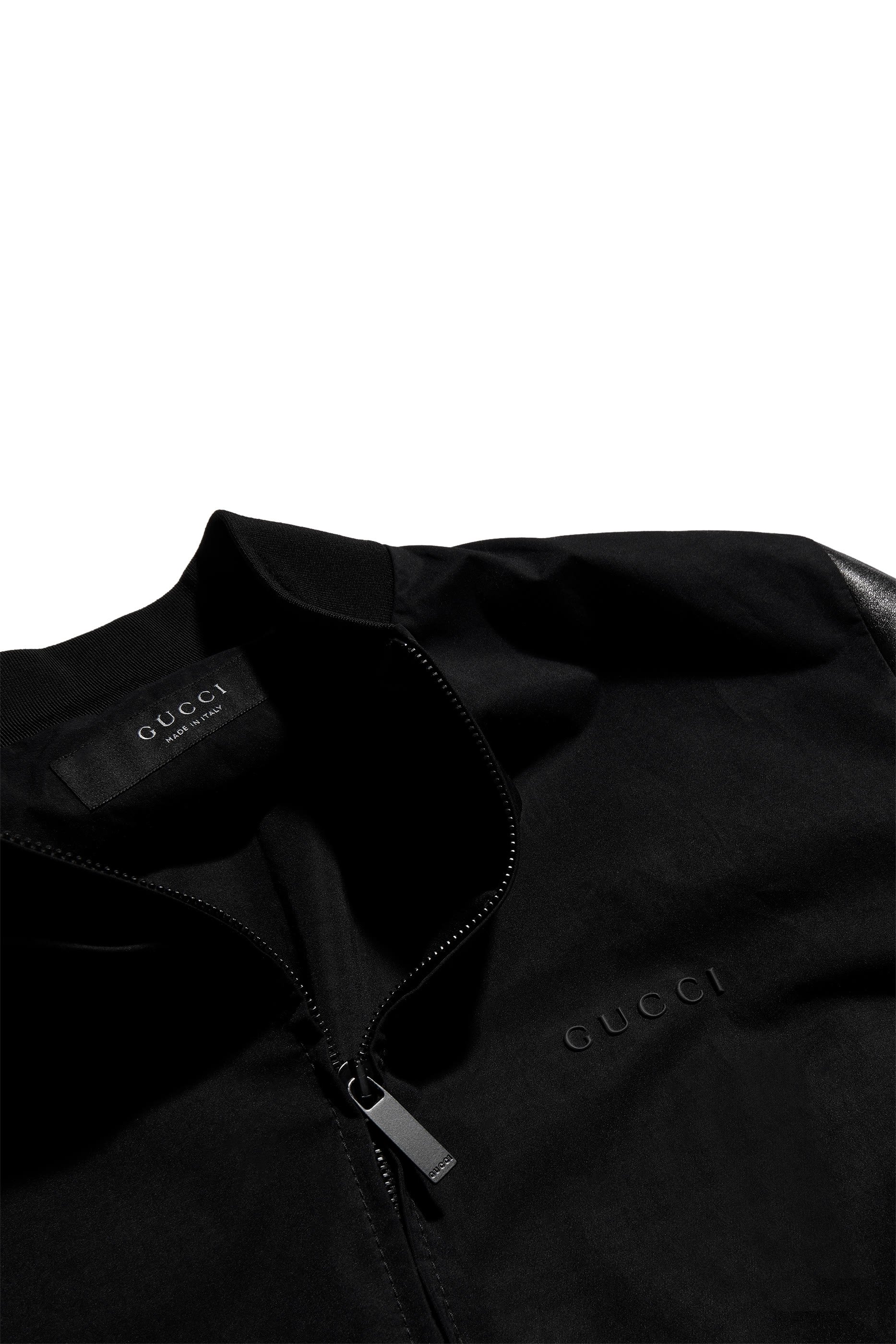 Fabric Bomber Jacket with Nappa Sleeves