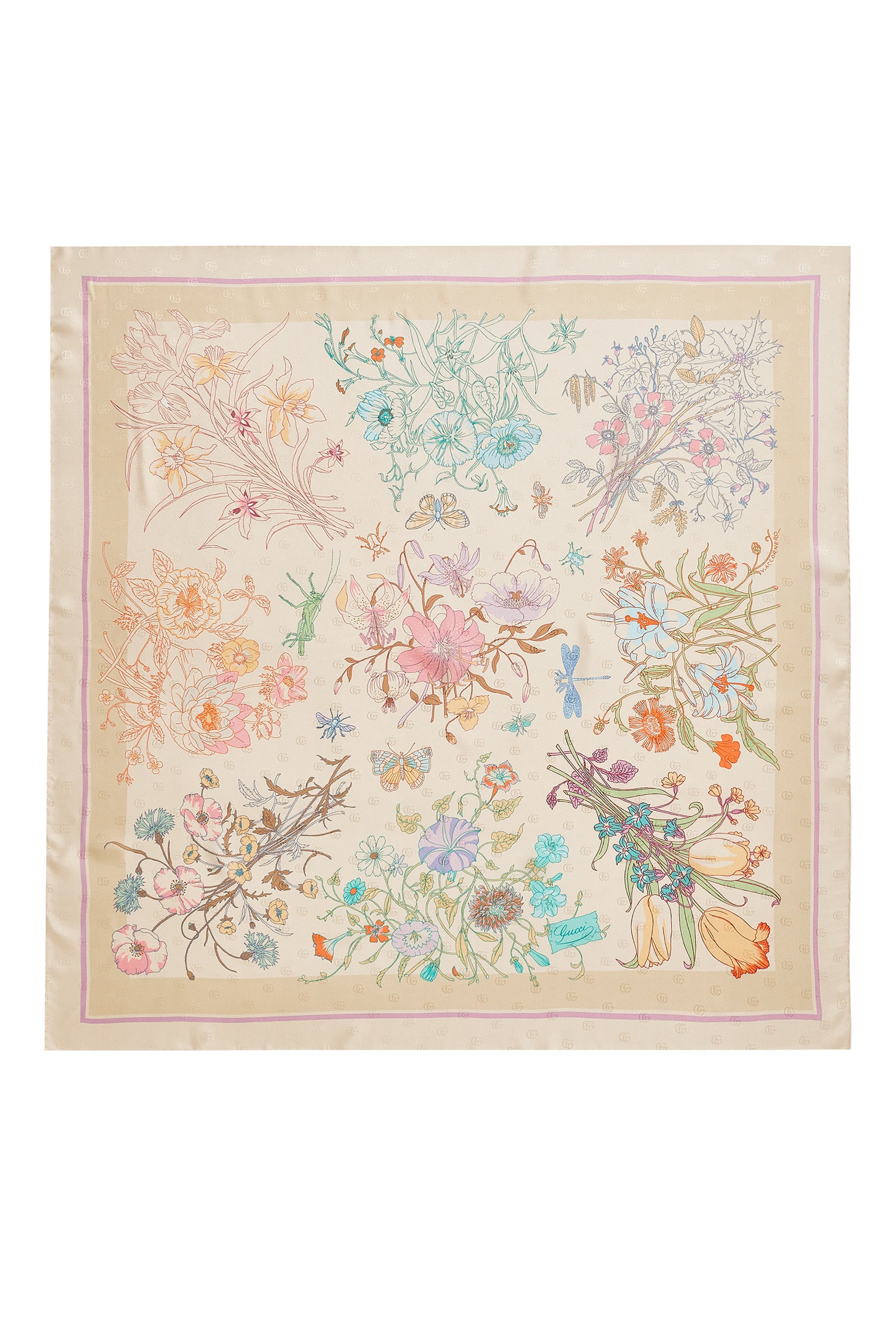 Printed Double G Silk Jacquard Carr&eacute; 