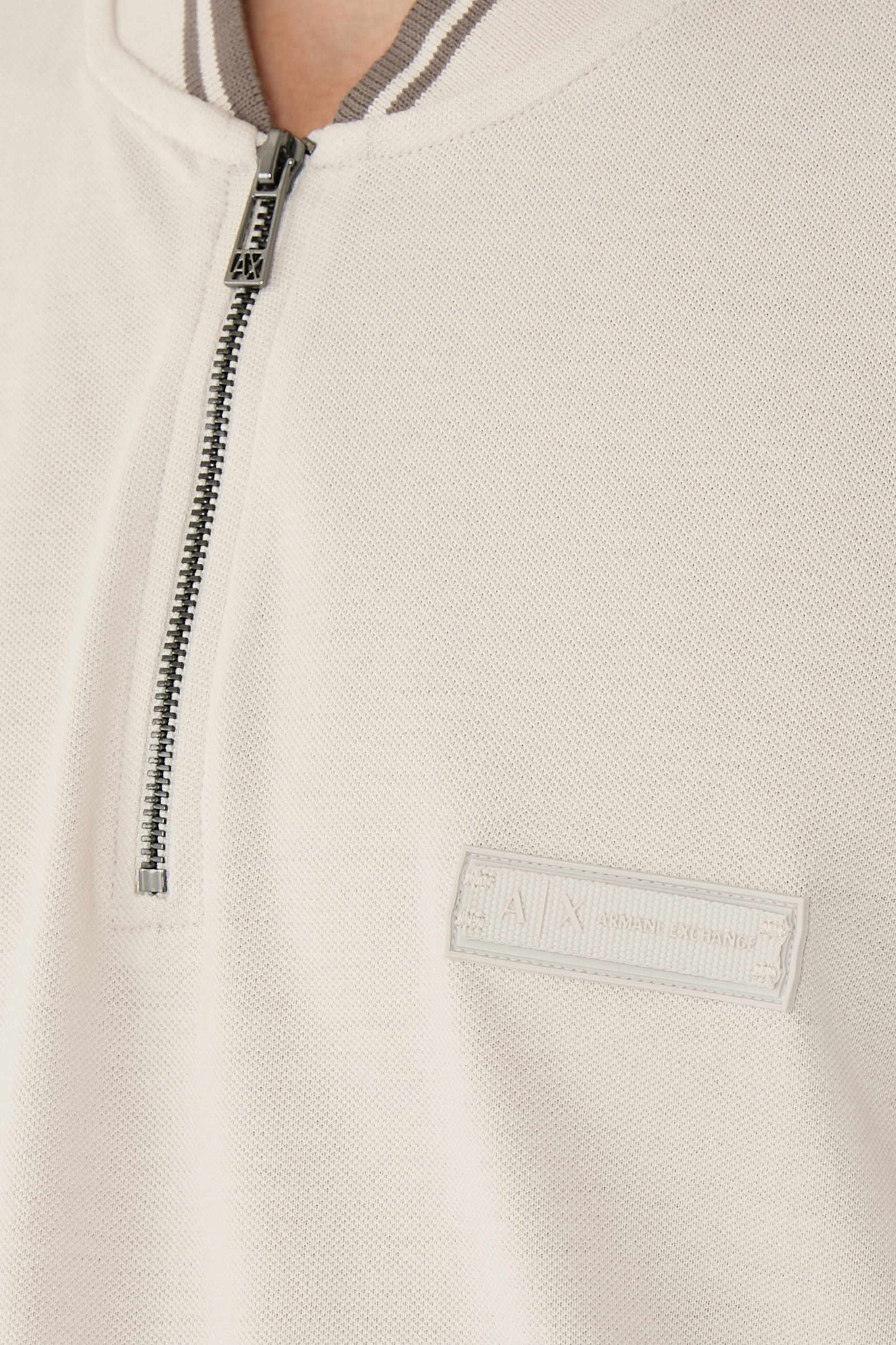 Zip-Up Pique Polo Shirt