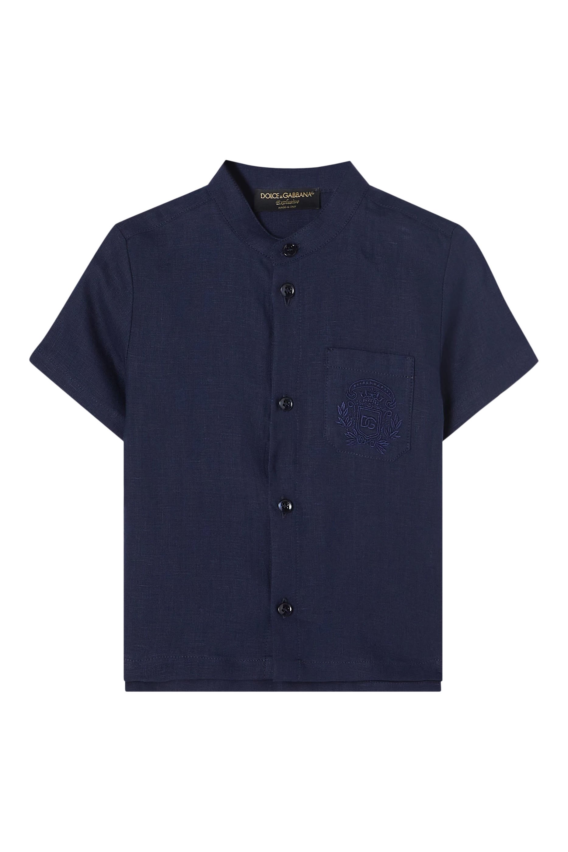 Kids Logo Embroidered Linen Shirt