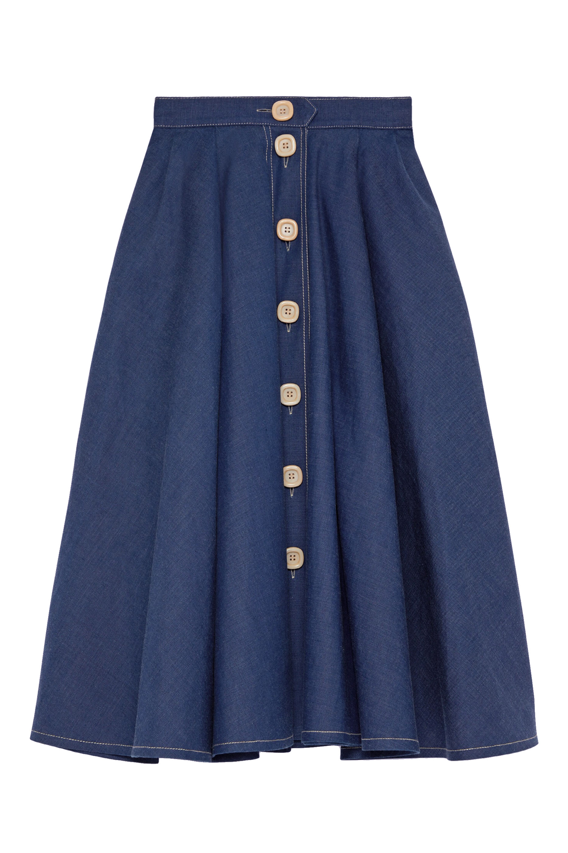 Pleated Denim Skirt