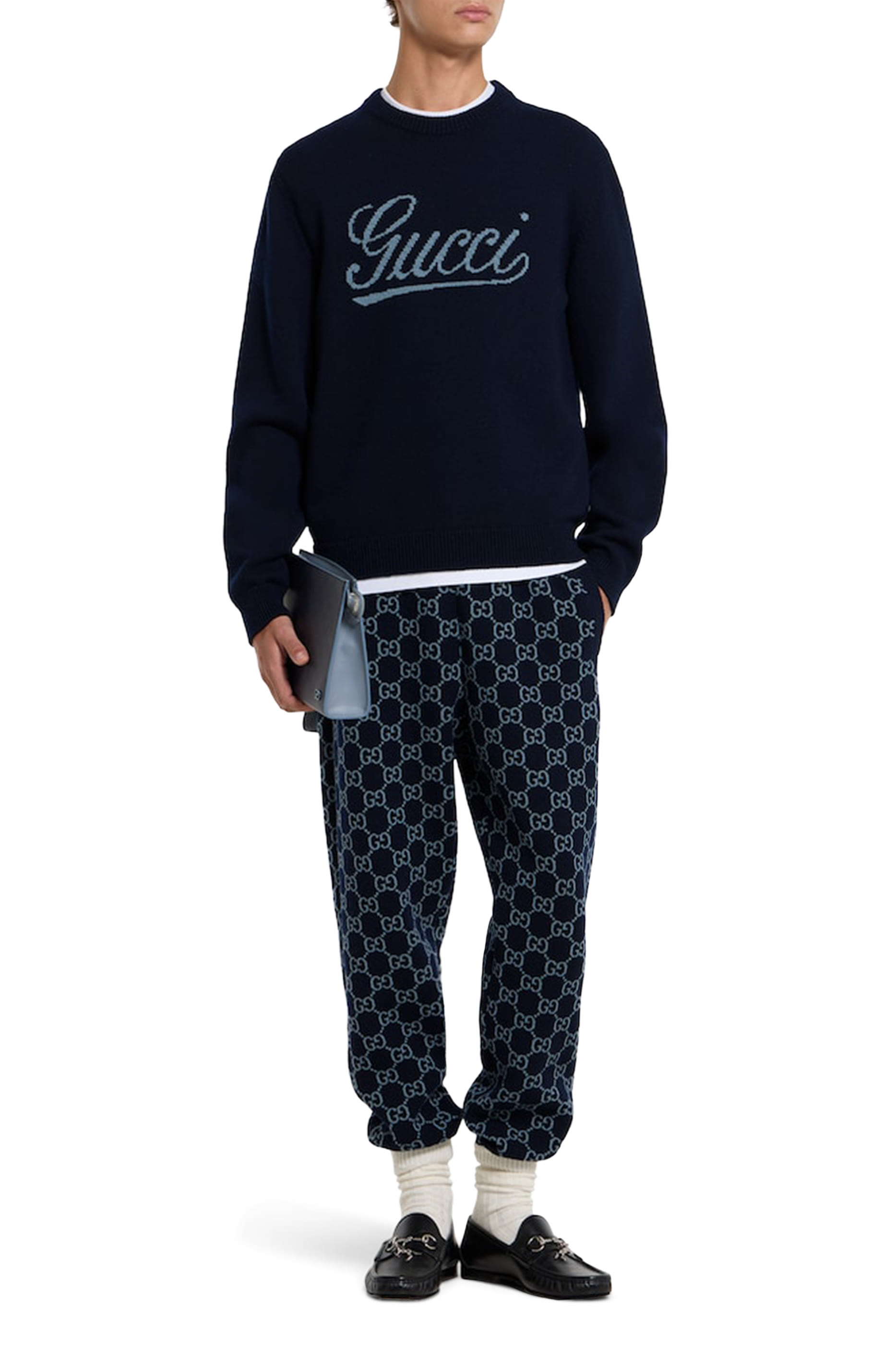 Logo Intarsia Knit Wool Jumper