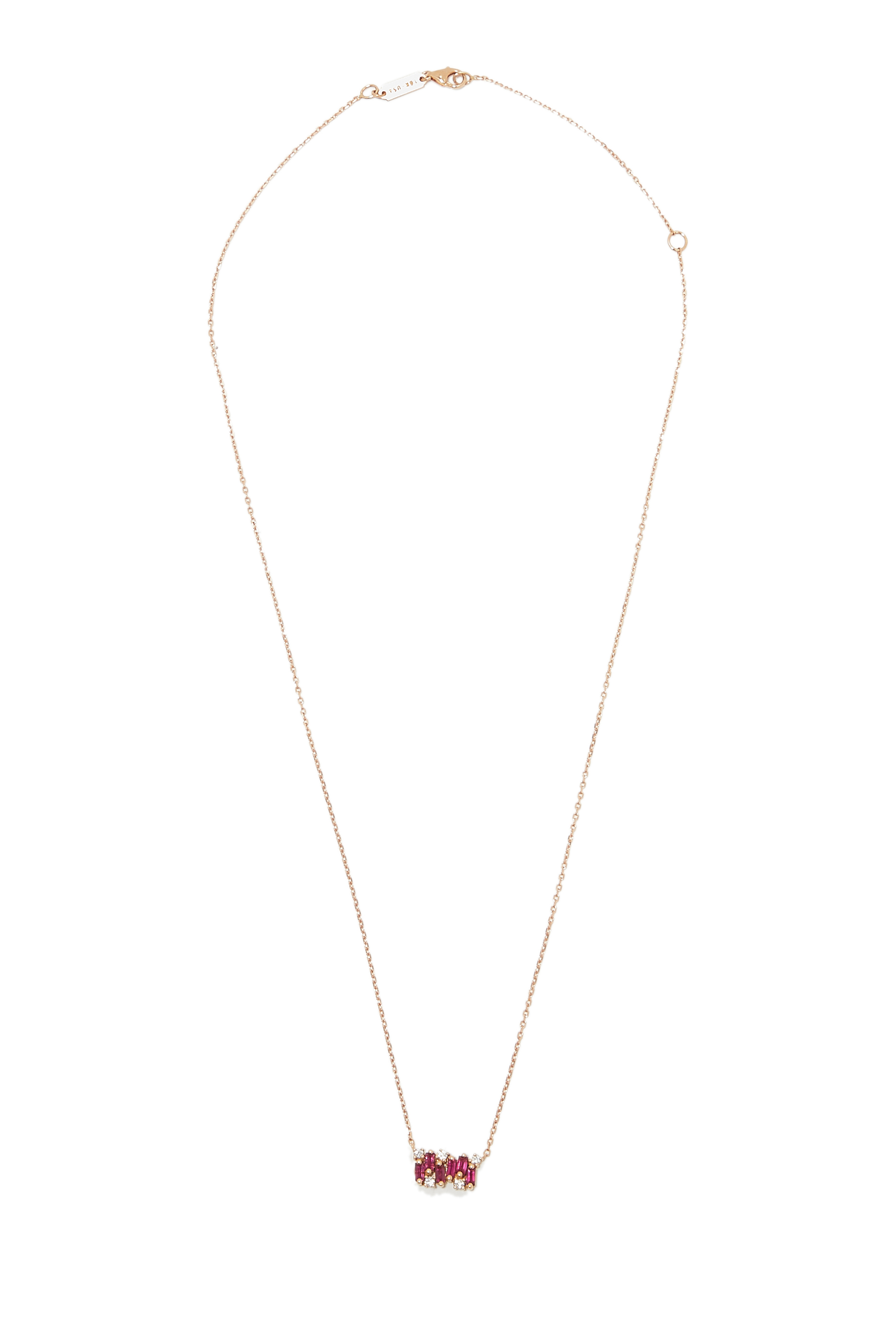 Chain Necklace, 18k Rose Gold with Ruby & Diamond