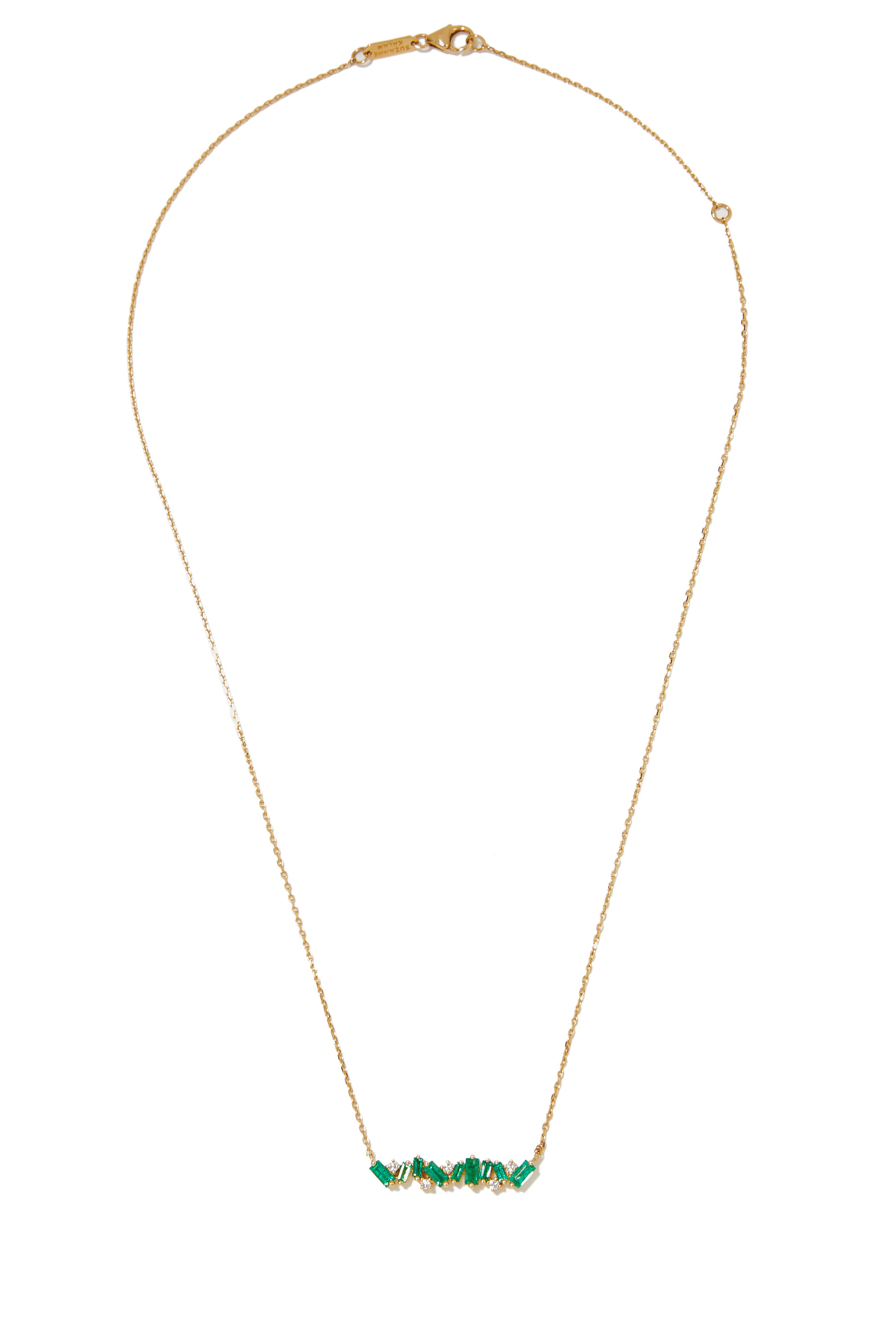 Emerald  Baguettes Sparkler Bar Necklace