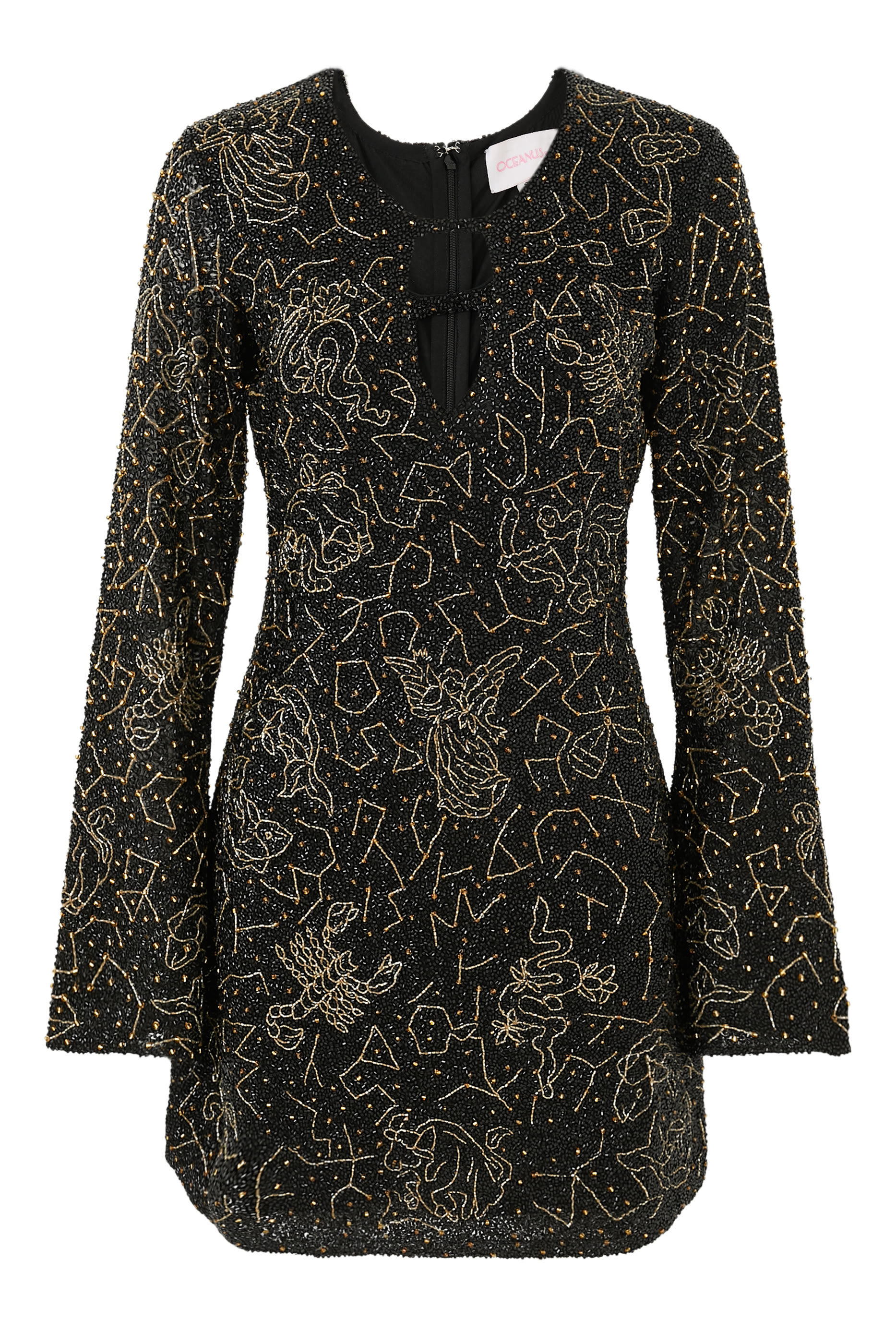  Long Sleeved Chiffon Mini Dress