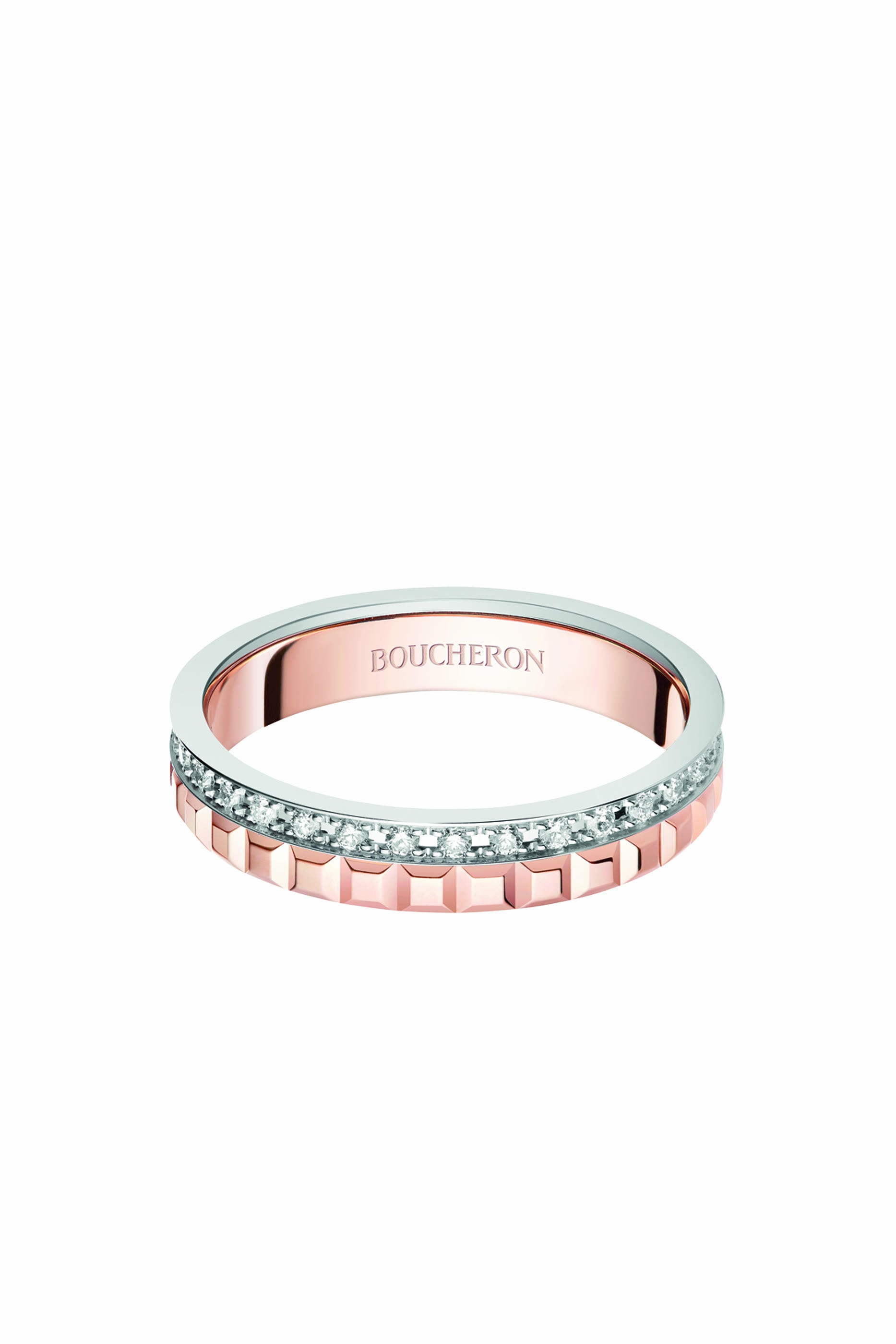 Quatre Radiant Edition Wedding Band, 18K White Gold & Diamonds
