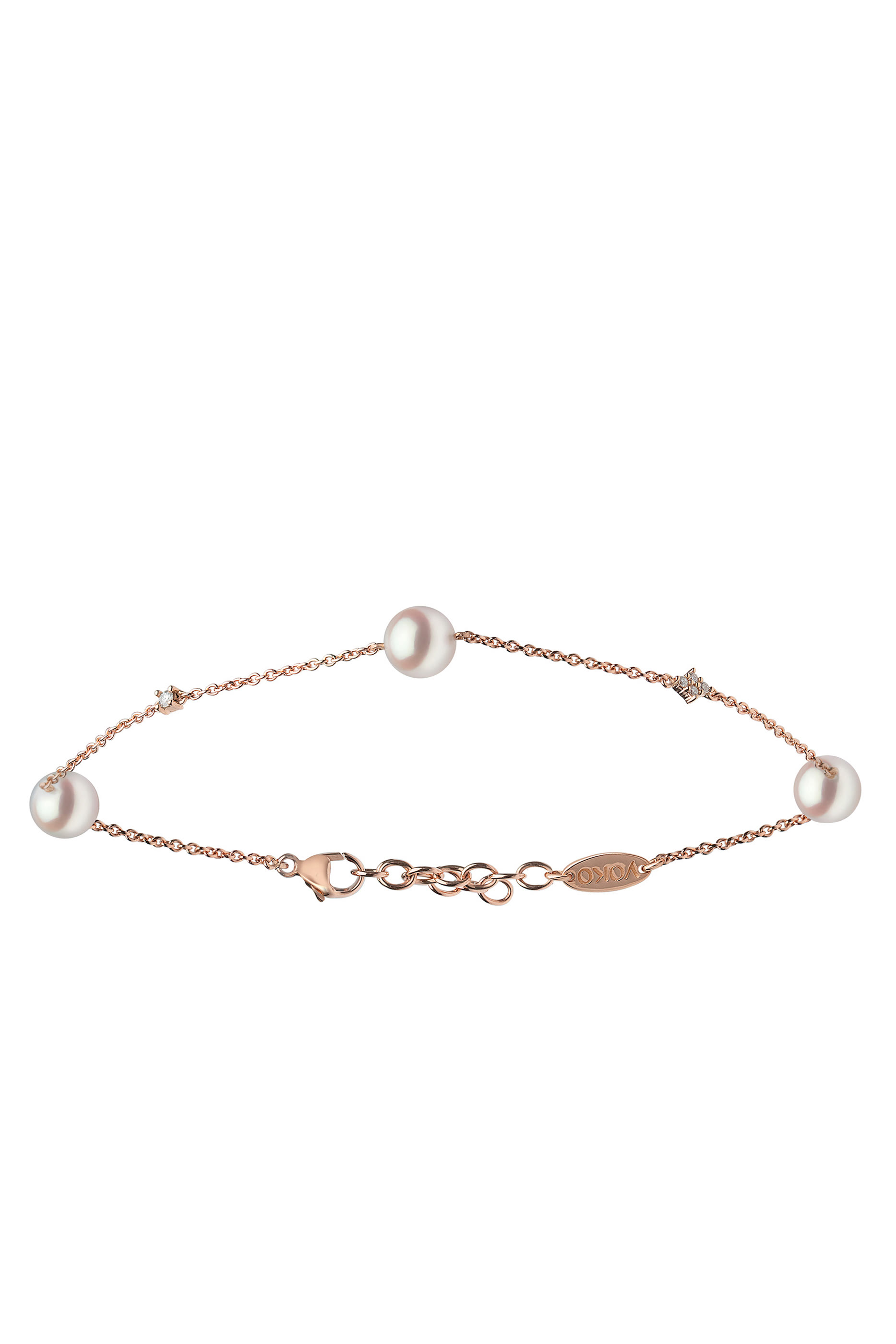 Classic Pearl And Diamond Bracelet, 18k Pink Gold with Akoya Pearls & Diamonds