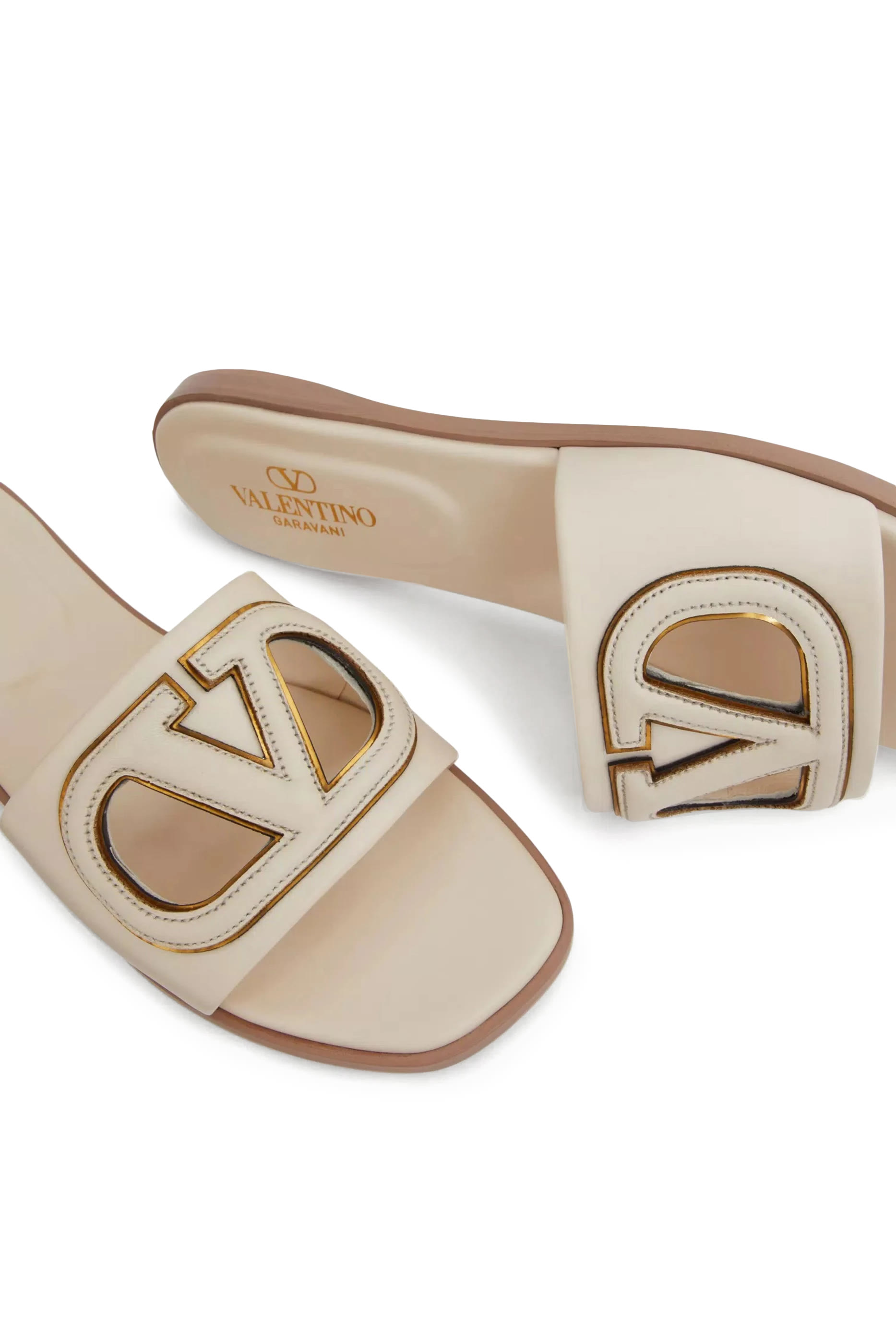 VLogo Cut-Out Calfskin Slides