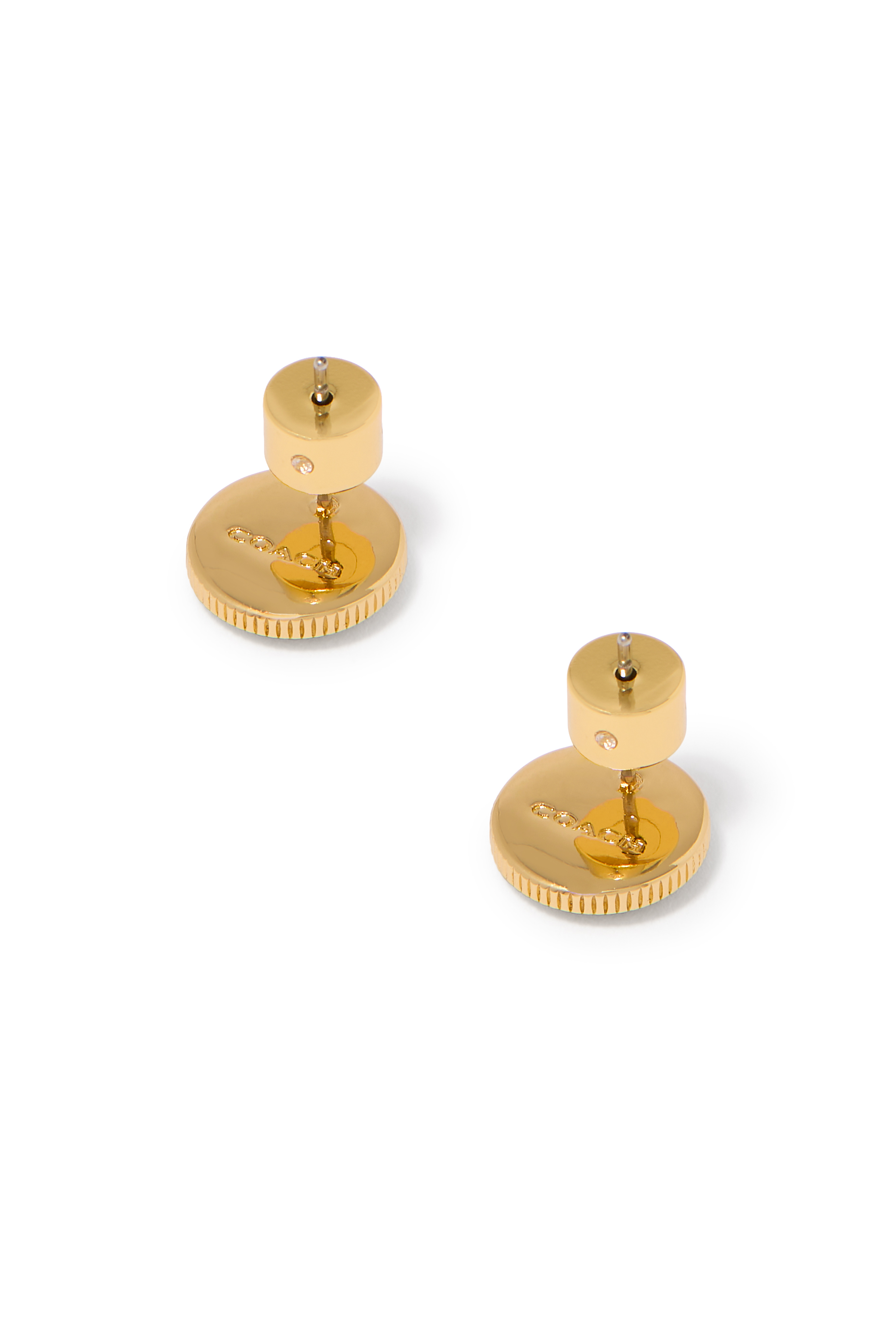 Logo Mother of Pearl Stud Earrings, Enamel