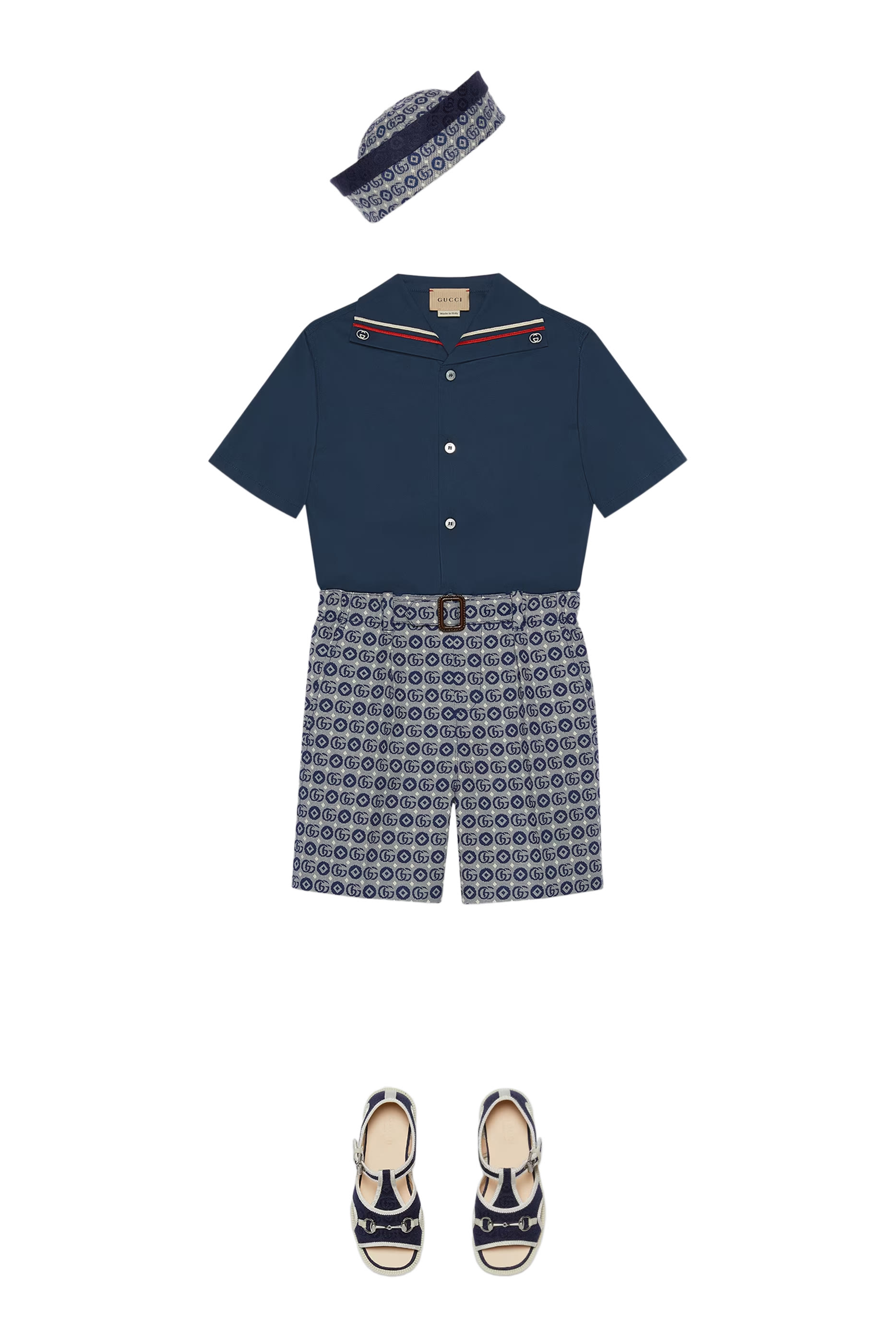 KIds Interlocking G Embroidered Shirt