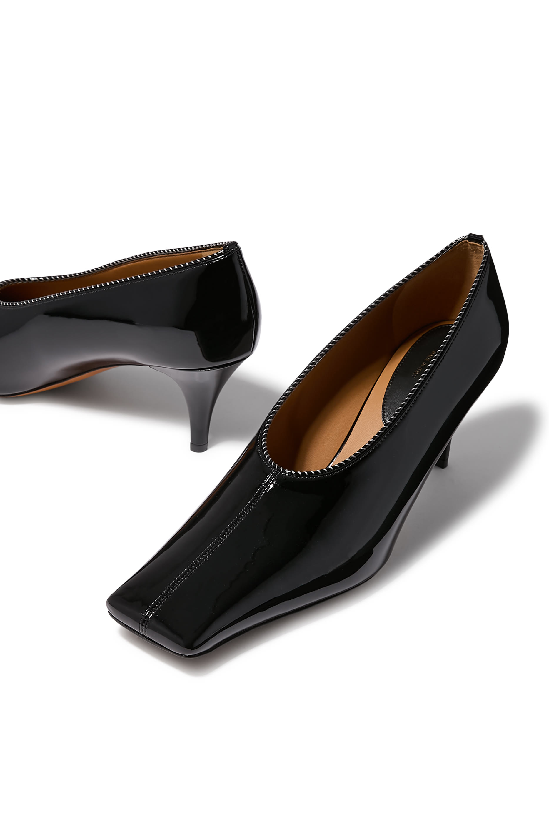 Square-Toe 60 Patent Kitten Heels