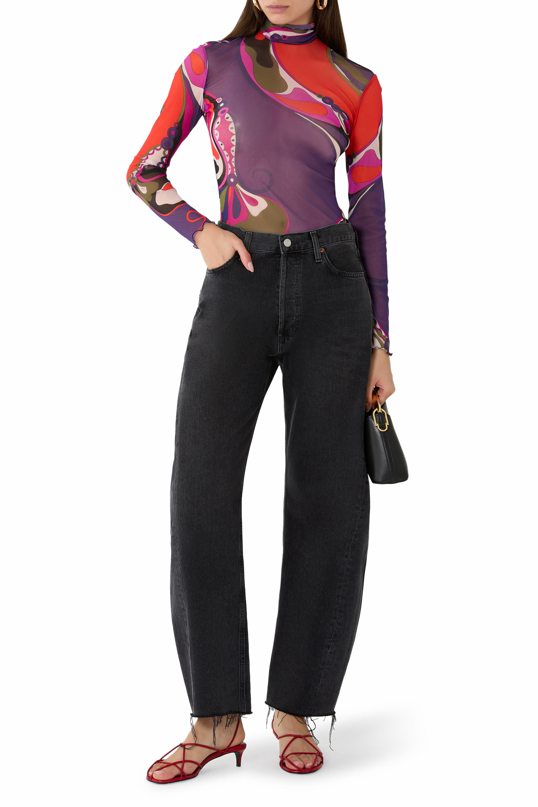 Orchidee Print Tulle Top