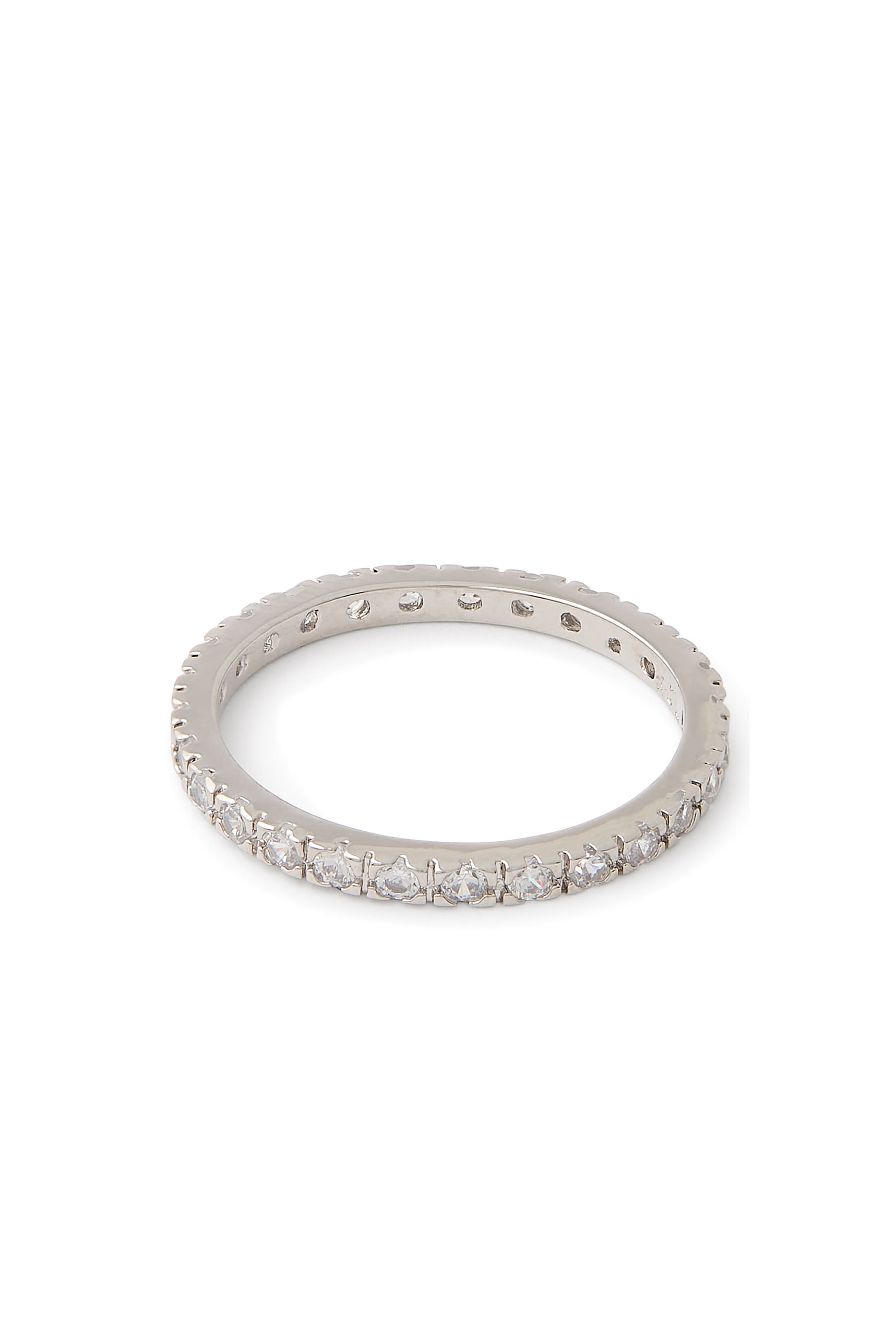  Classic Round Eternity Band, Rhodium Plated Brass & Cubic Zirconia