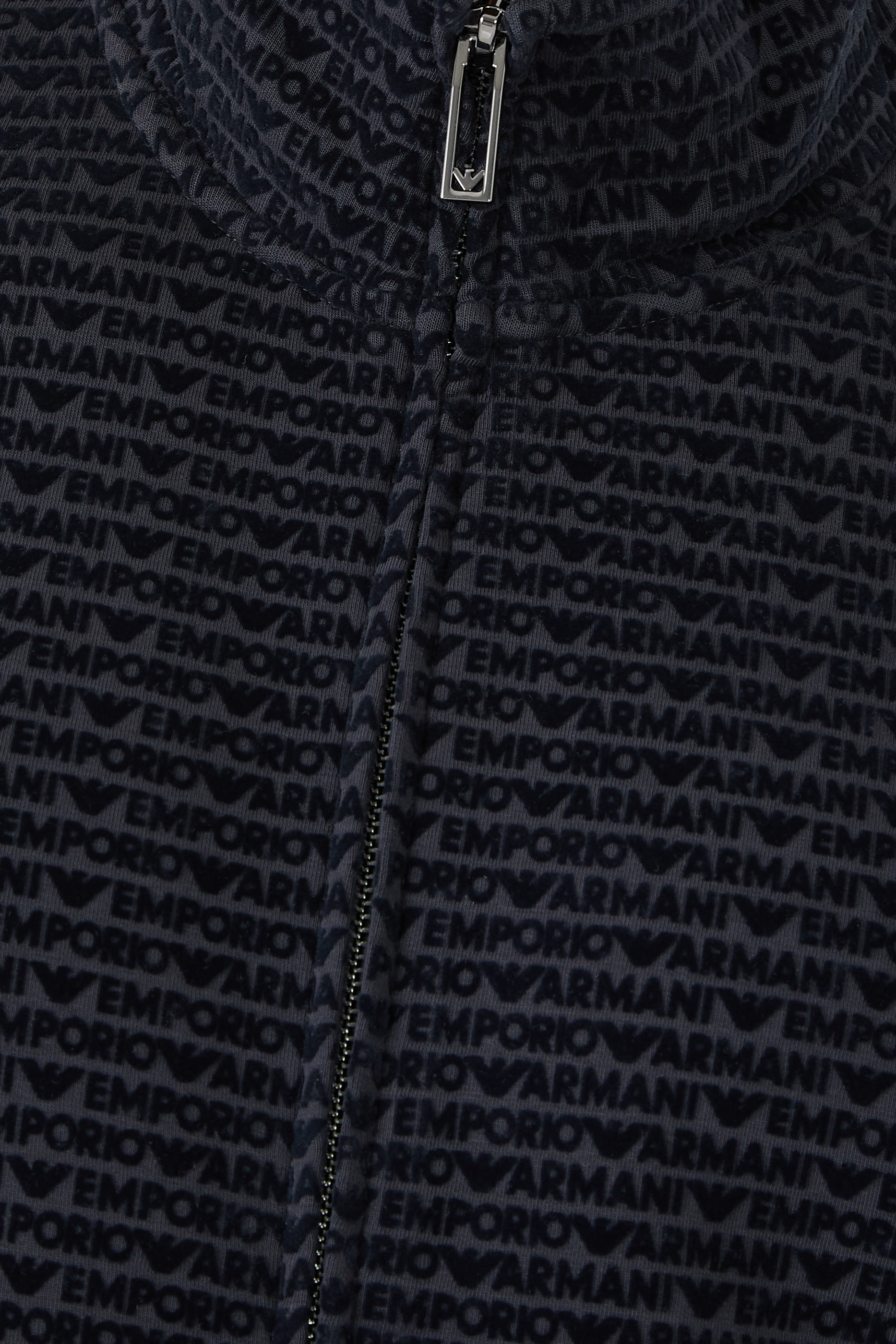 Full-Zip Jersey Sweatshirt with All-Over Flocked Lettering