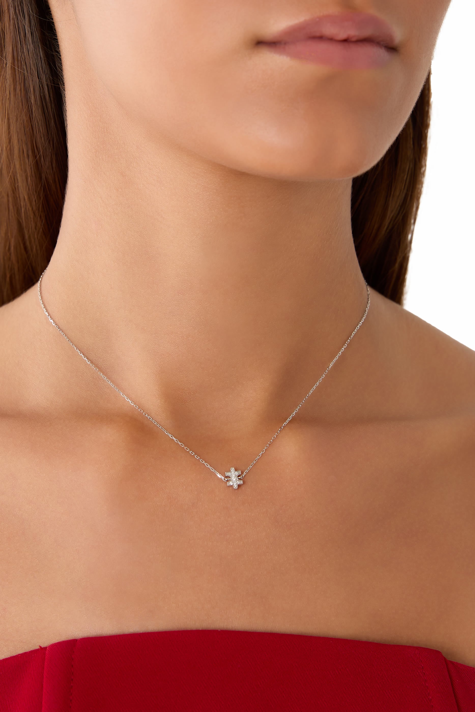  Micro Maqta Signature Necklace, 18K White Gold & Diamond